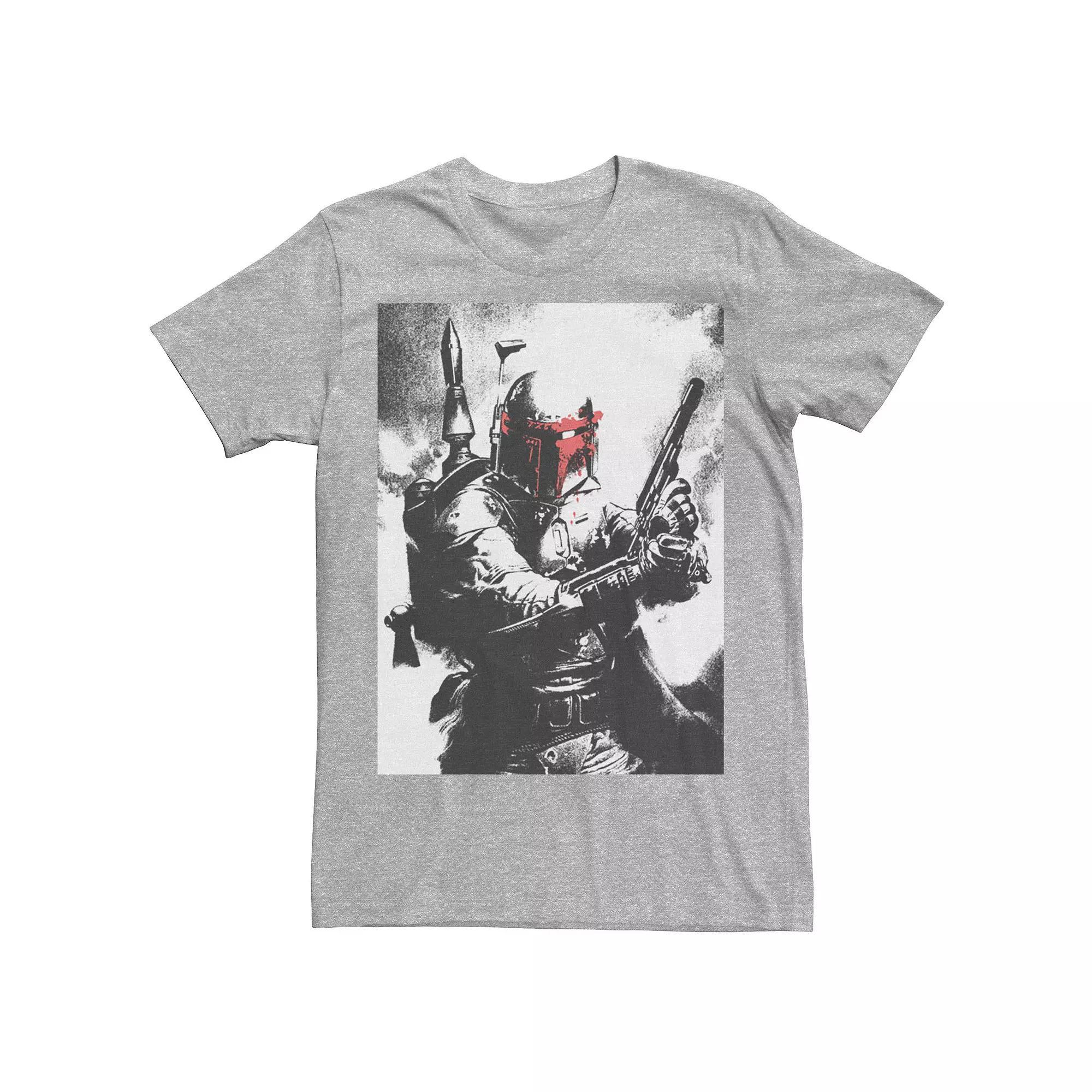 Men's Star Wars Boba Fett Faded Action Portrait Poster Tee, Size: 3XL, Athletic Grey Product Image