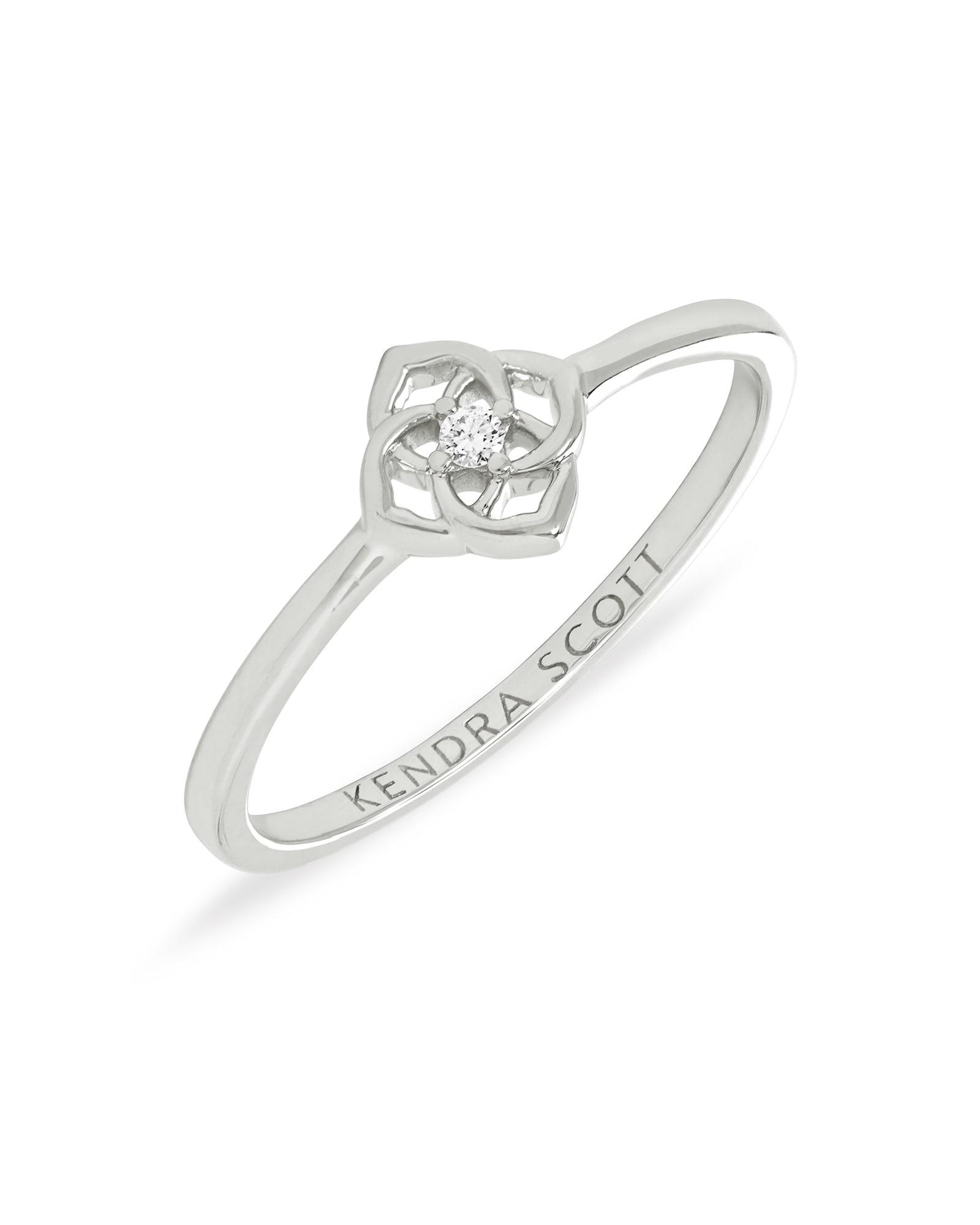 Fleur 14k White Gold Band Ring in White Diamond Product Image