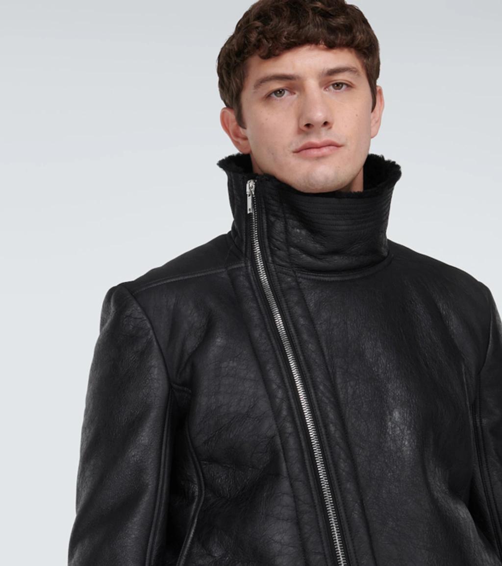 RICK OWENS Shearling Leather Jacket In Black Product Image