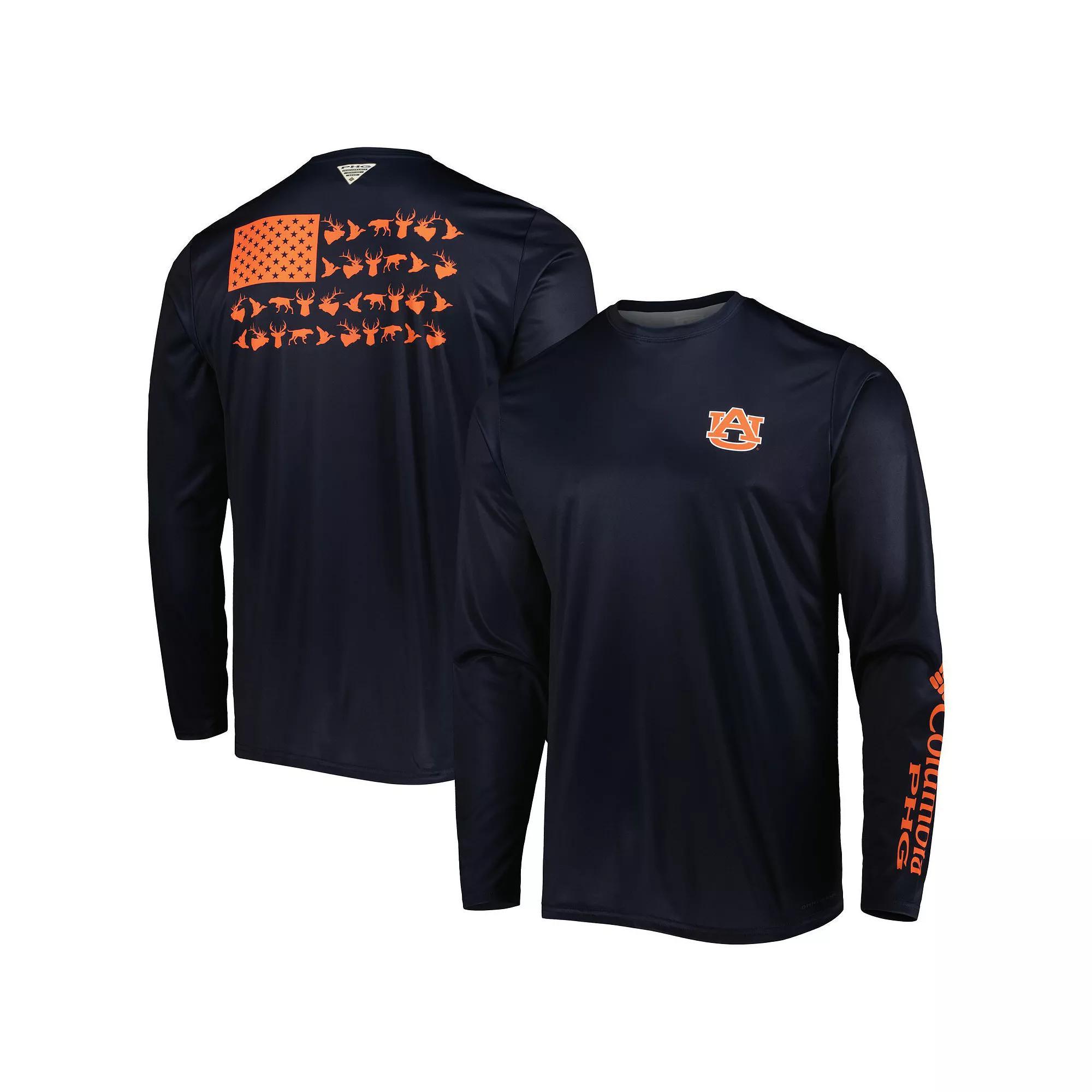 Men's Columbia Navy Auburn Tigers Terminal Shot Omni-Shade Omni-Wick Long Sleeve T-Shirt, Size: XL, Blue Product Image