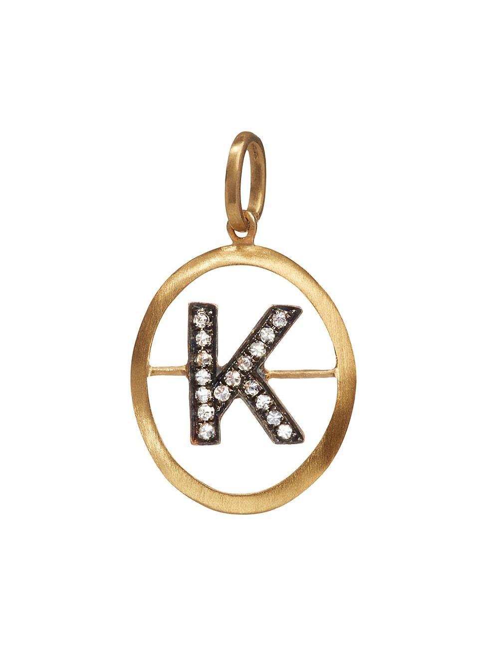 Womens 18K Yellow Gold & 0.07 TCW Diamond Initial Pendant Product Image