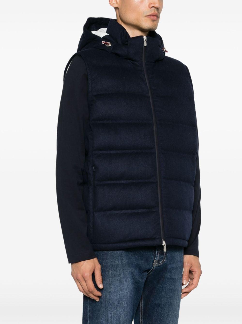 BRUNELLO CUCINELLI Sleeveless Down Jacket In Membraned Taffeta With Heat Tapes And Detachable Hood In Black Product Image