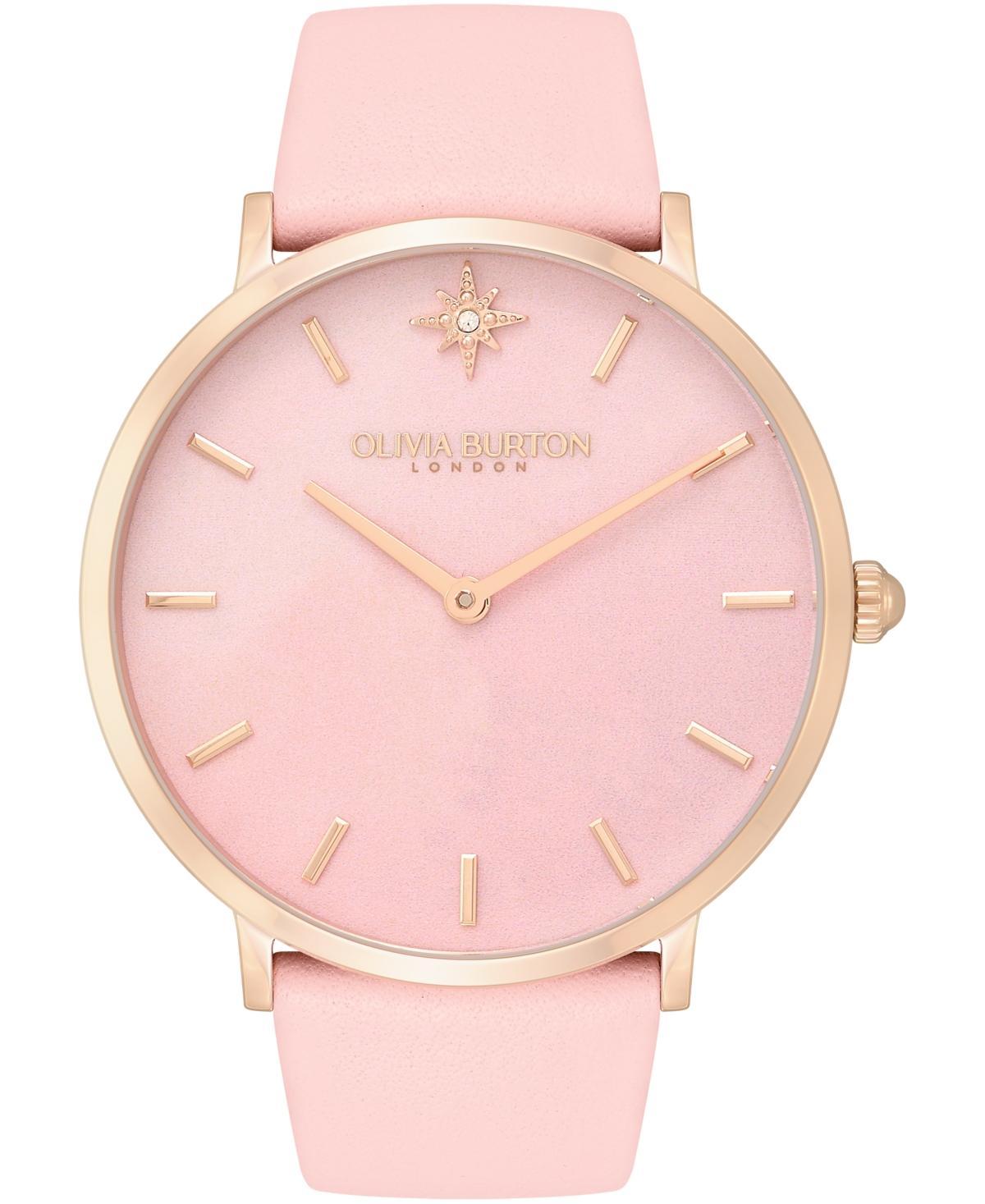 Olivia Burton Celestial Quartz Analog Pink Leather Strap Watch Product Image