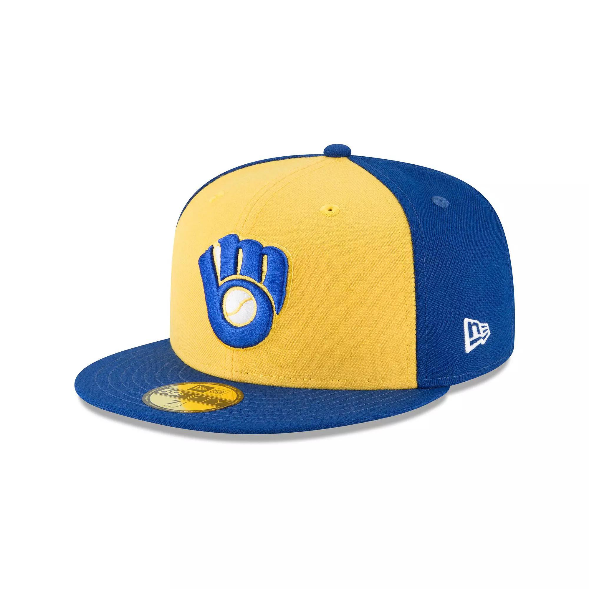 Men's New Era Yellow Milwaukee Brewers Cooperstown Collection Wool 59FIFTY Fitted Hat, Size: 7 3/4 Product Image