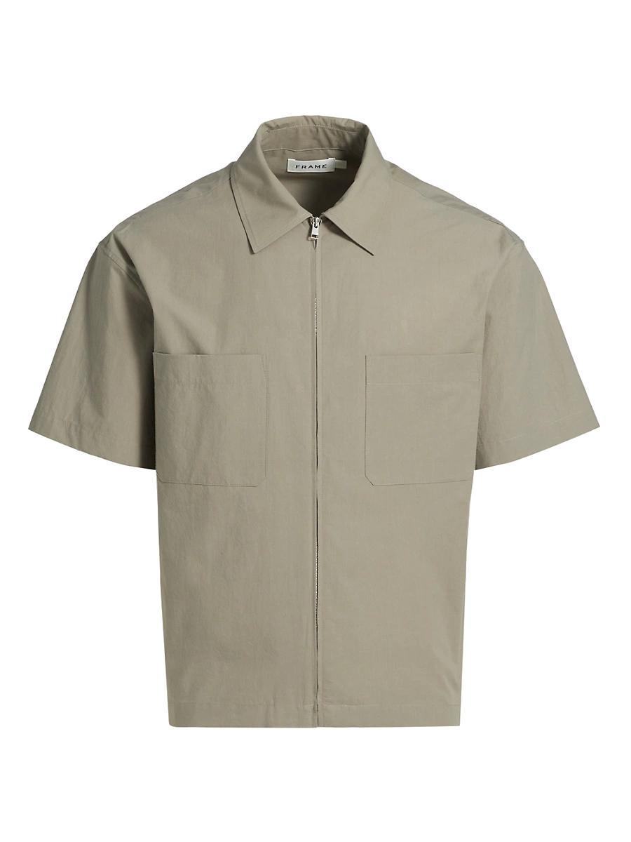 Mens Light Poplin Zip-Front Shirt Product Image
