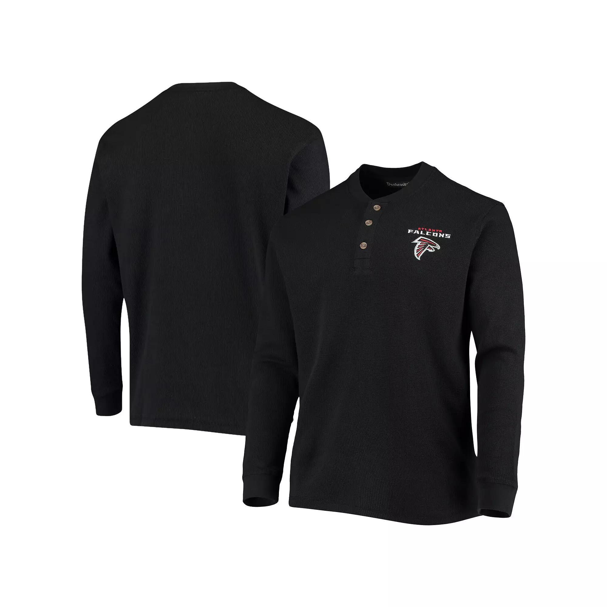 Men's Dunbrooke Black Atlanta Falcons Logo Maverick Thermal Henley Long Sleeve T-Shirt,  Product Image