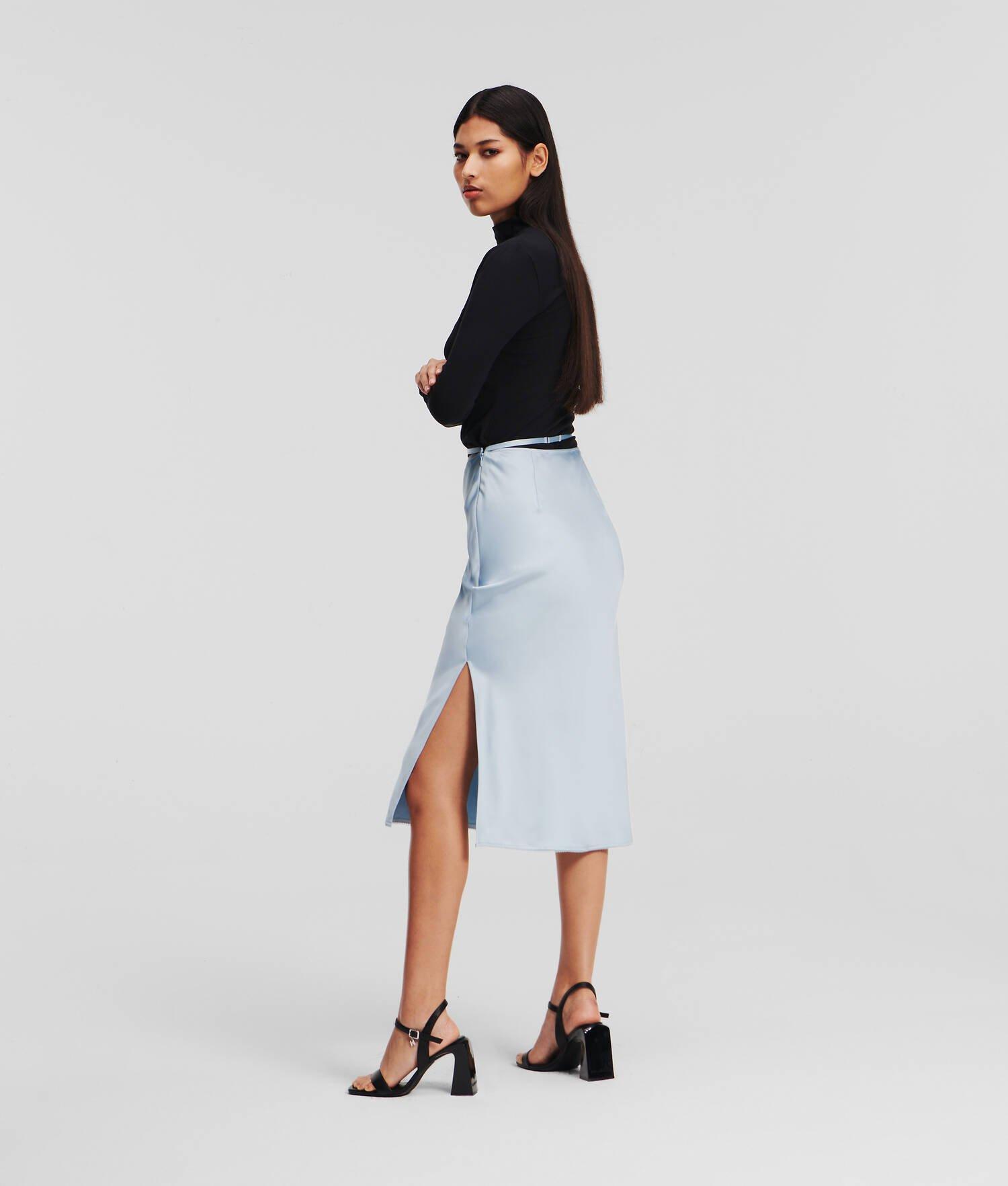 KARL SIGNATURE SATIN MIDI SKIRT Product Image