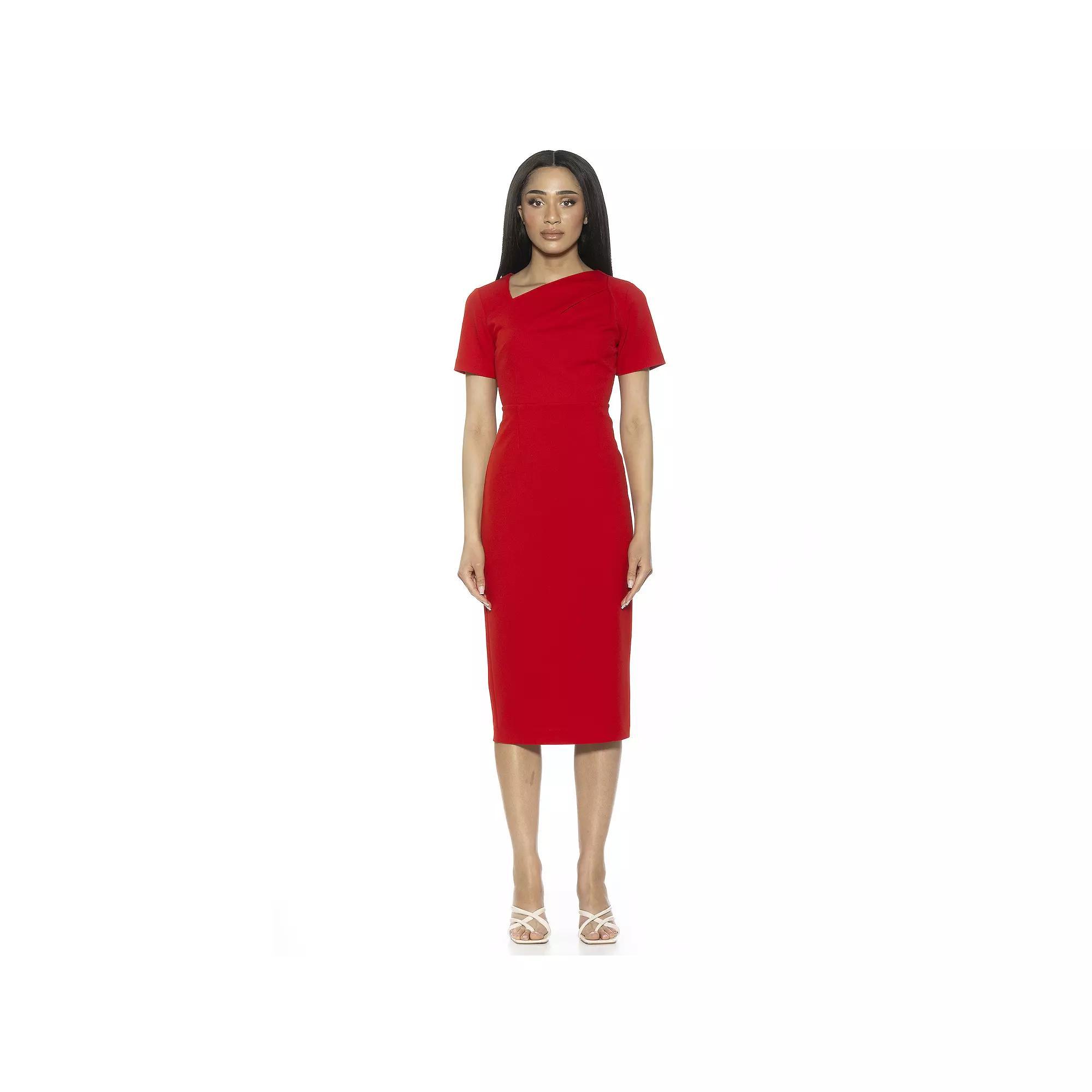 Women's ALEXIA ADMOR Angelica Asymmetric Short Sleeve Sheath Dress,  Product Image