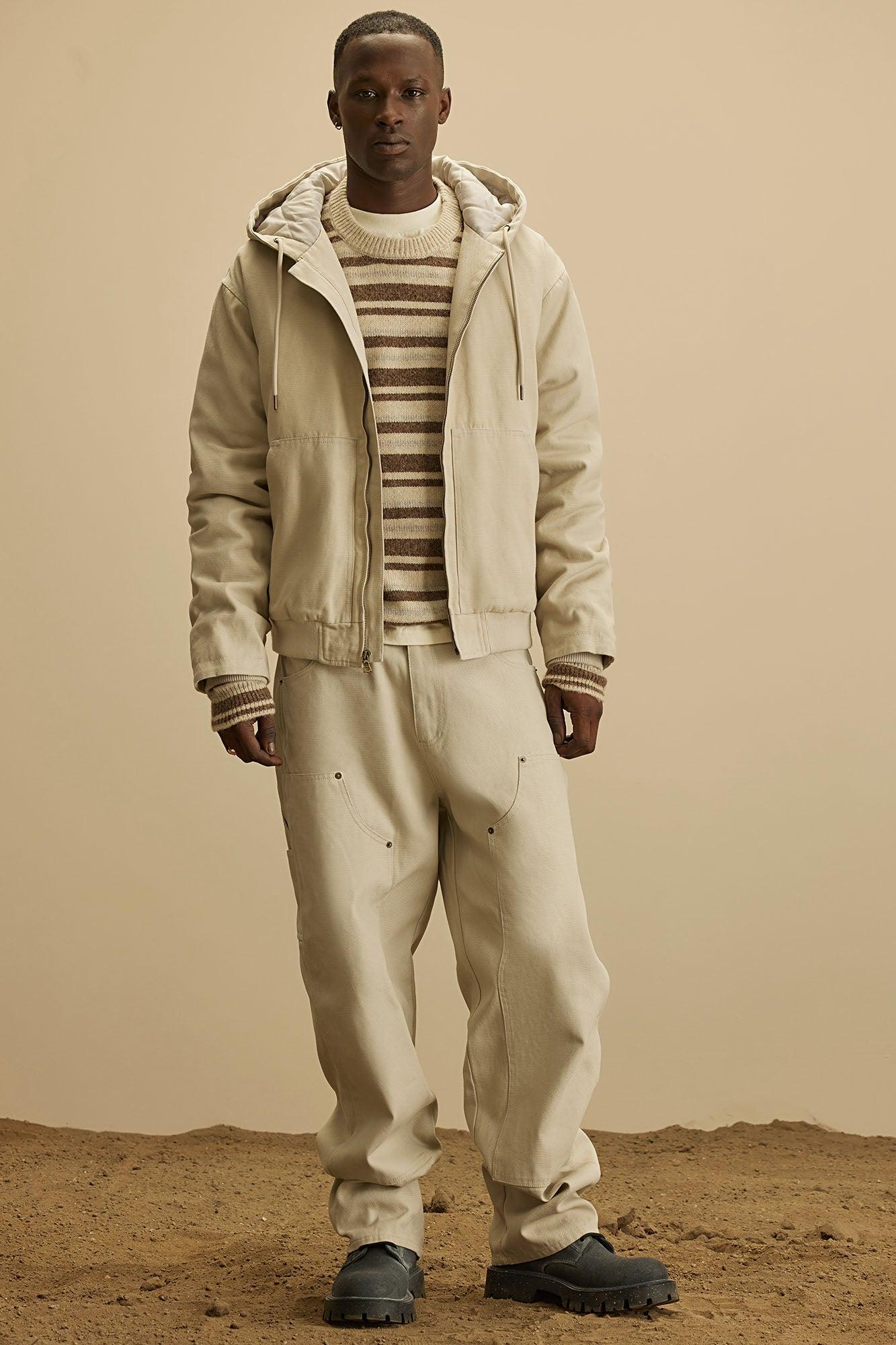 Alexander Double Knee Straight Utility Canvas Pants - OffWhite Product Image