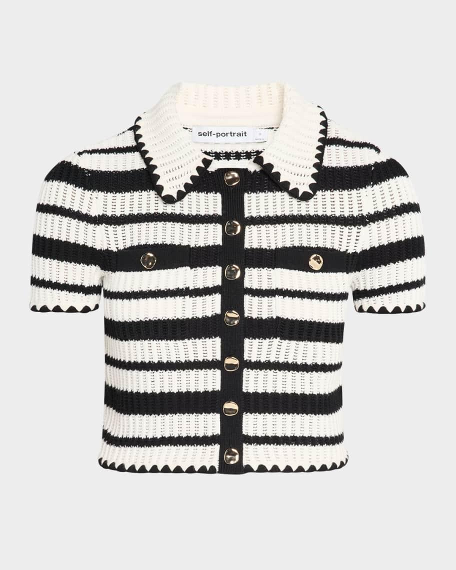 Striped Crochet-Knit Top Product Image