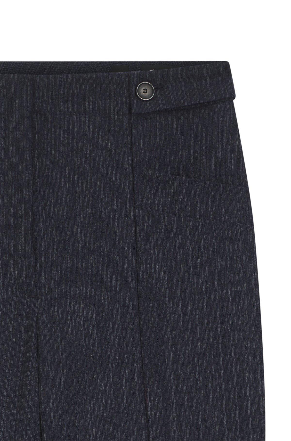 Regular-fit bootcut pants in patterned virgin wool Product Image