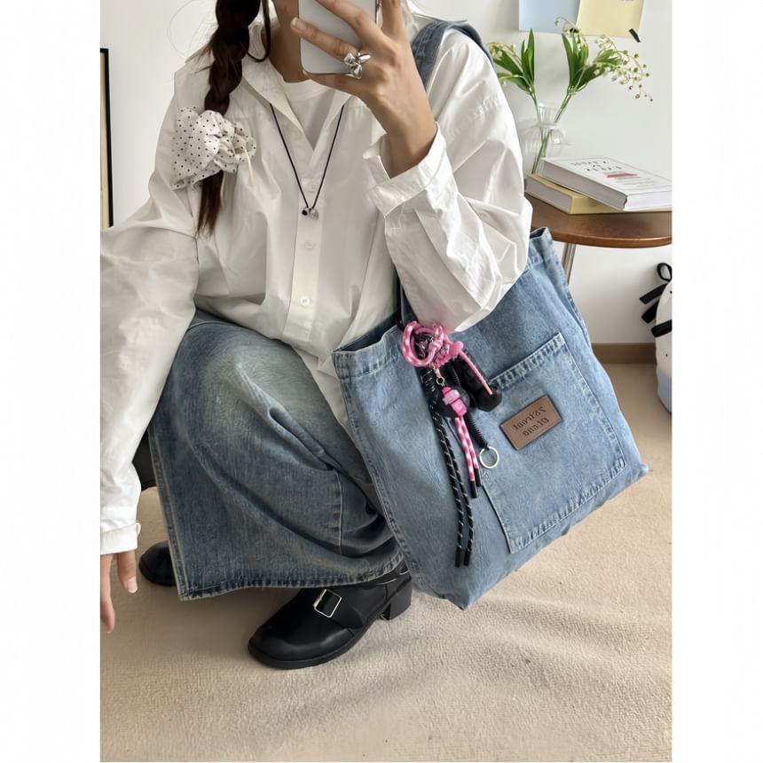 Applique Denim Shopper Bag Product Image