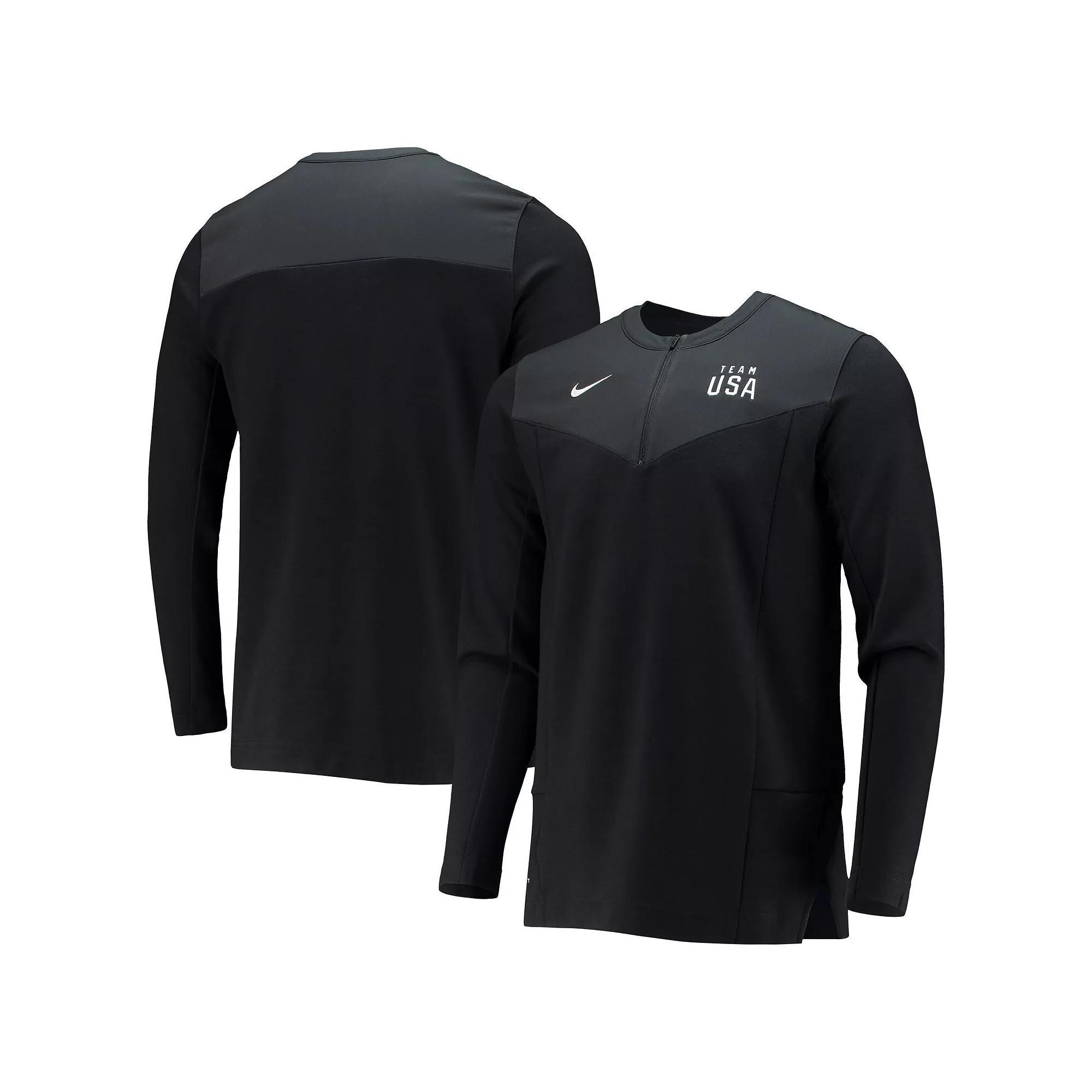 Men's Nike Black Team USA Half-Zip Performance Jacket, Size: Small, Usa Black Product Image