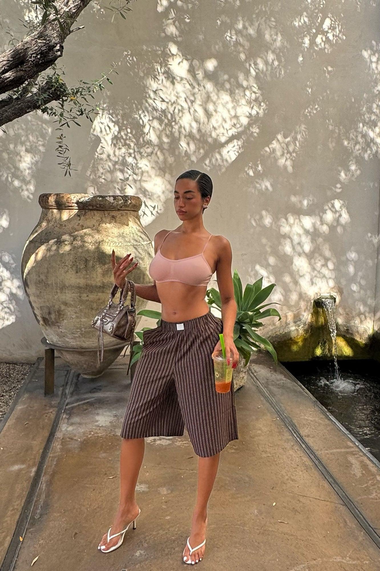 Aurora Striped Boxer Short - Chocolate Product Image