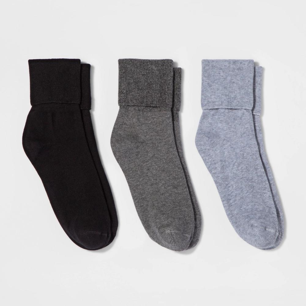 Womens Mary Jane Fold Over Cuff 3pk Crew Socks - A New Day 4-10 Product Image