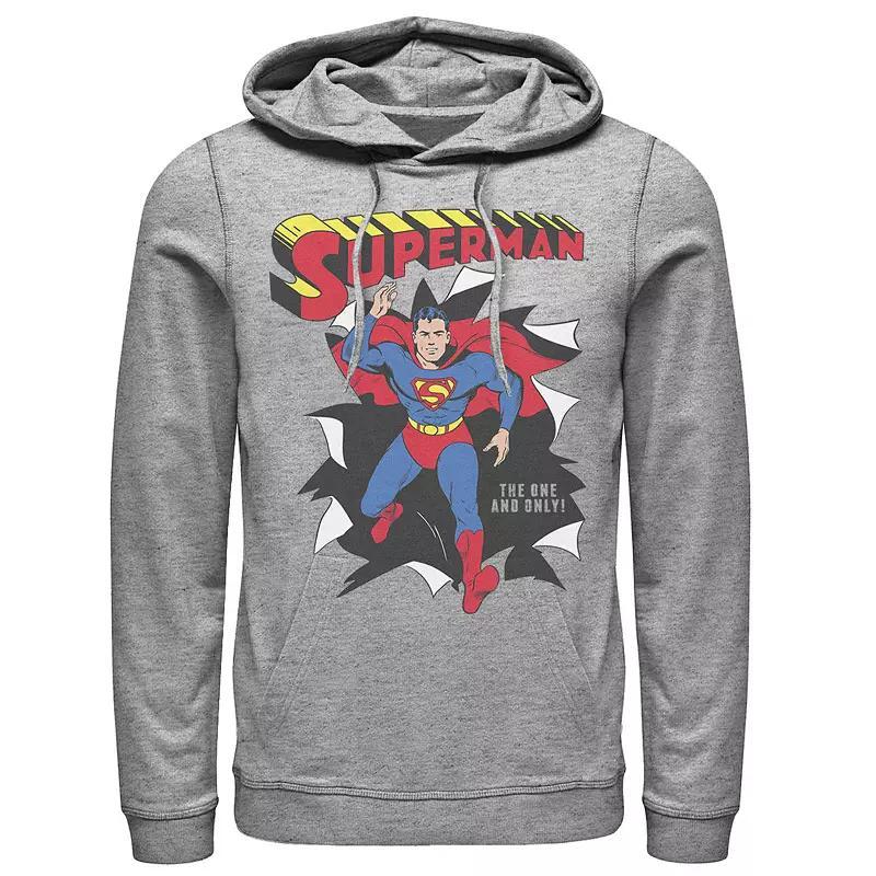 Men's DC Comics Superman Through Wall Poster Hoodie, Size: Small, Athletic Grey Product Image