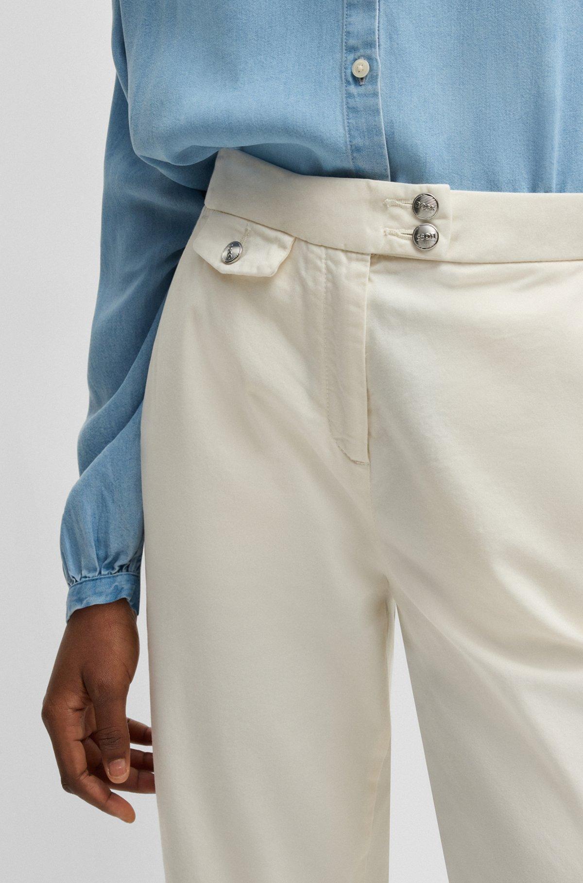 Casual chinos in stretch-cotton satin Product Image