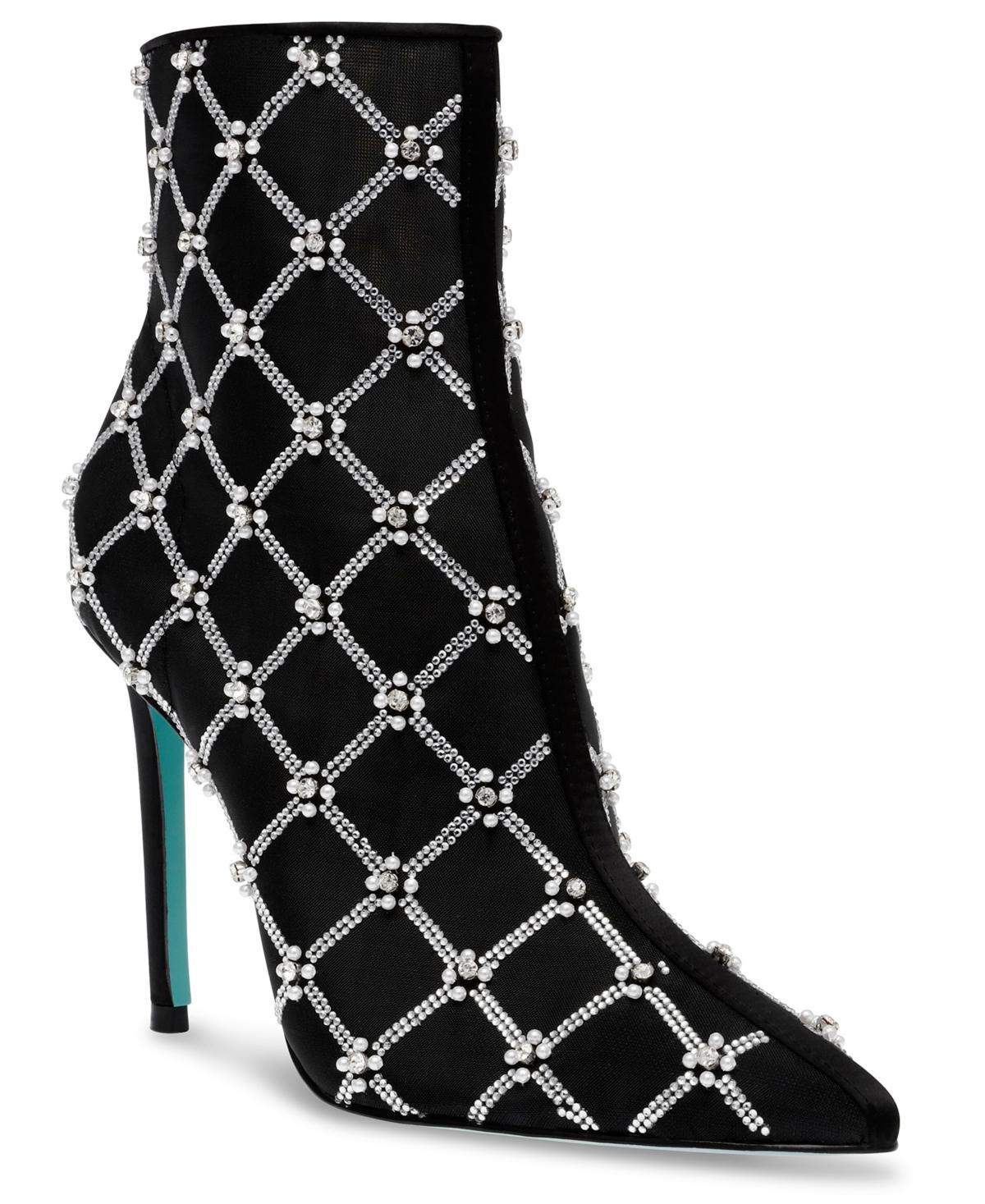 Betsey Johnson Womens Lark Mesh Embellished Stiletto Booties Product Image