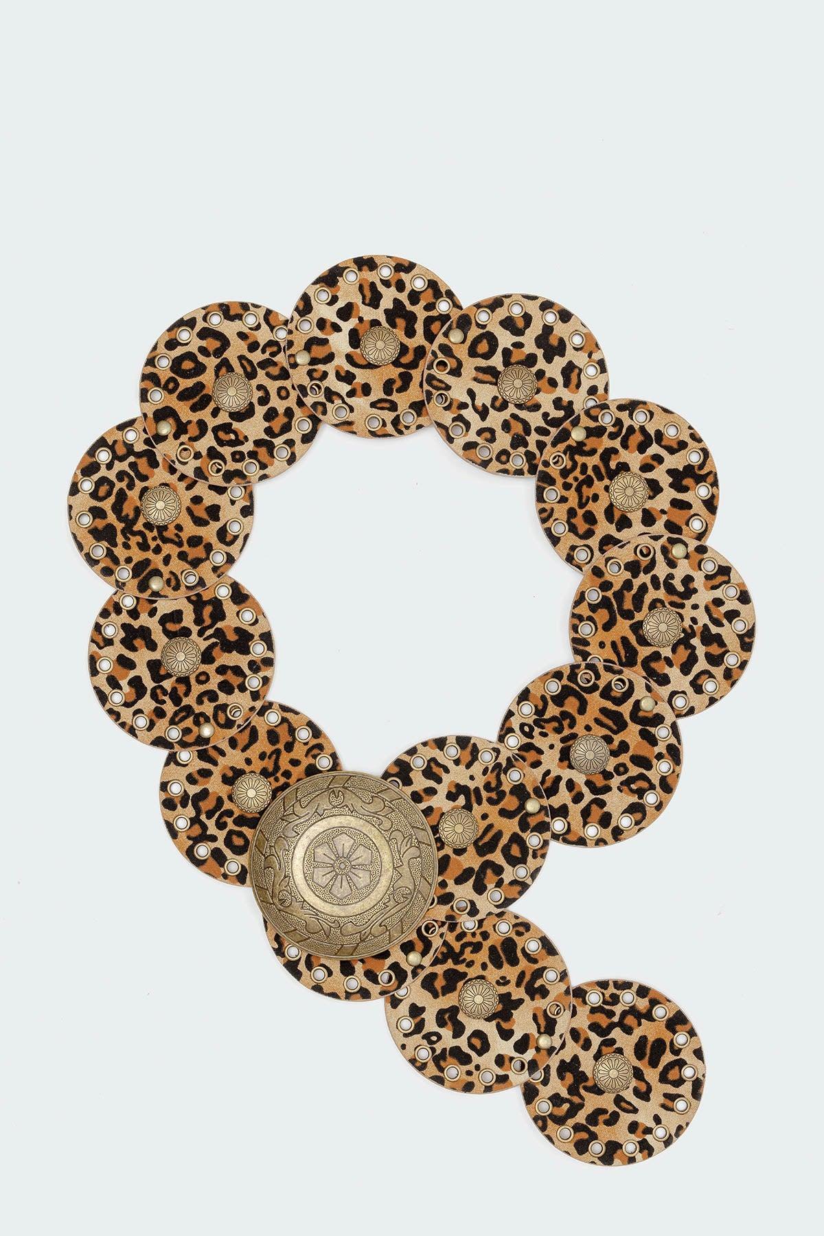 Leopard Faux Leather Western Disc Belt Product Image