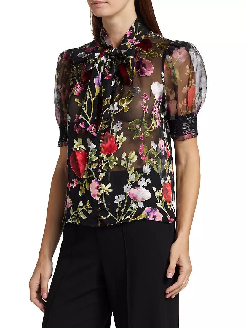 Brentley Floral Ruffled Tieneck Blouse Product Image