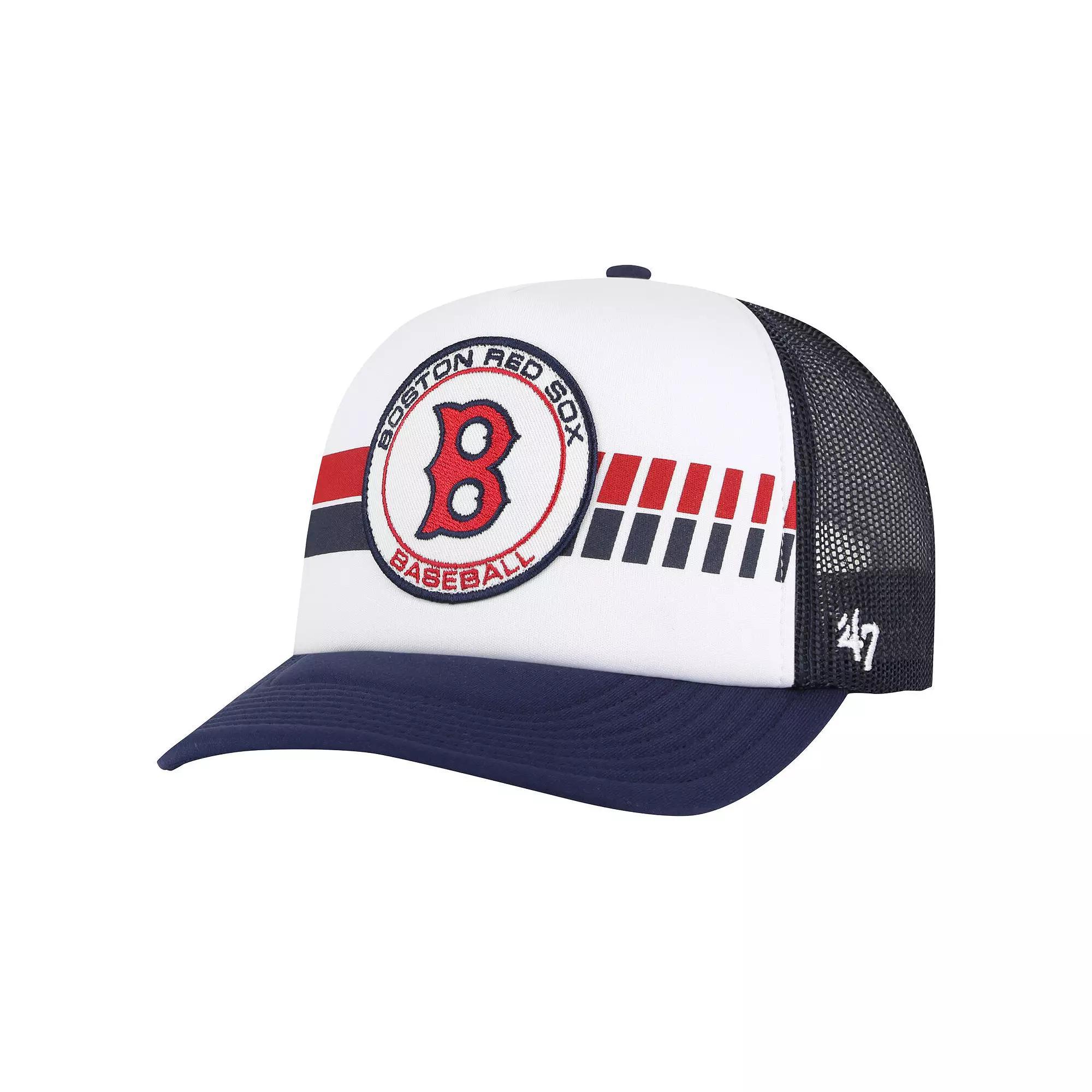 Men's '47 White/Navy Boston Red Sox Cooperstown Collection Wax Pack Express Trucker Adjustable Hat, Blue Product Image