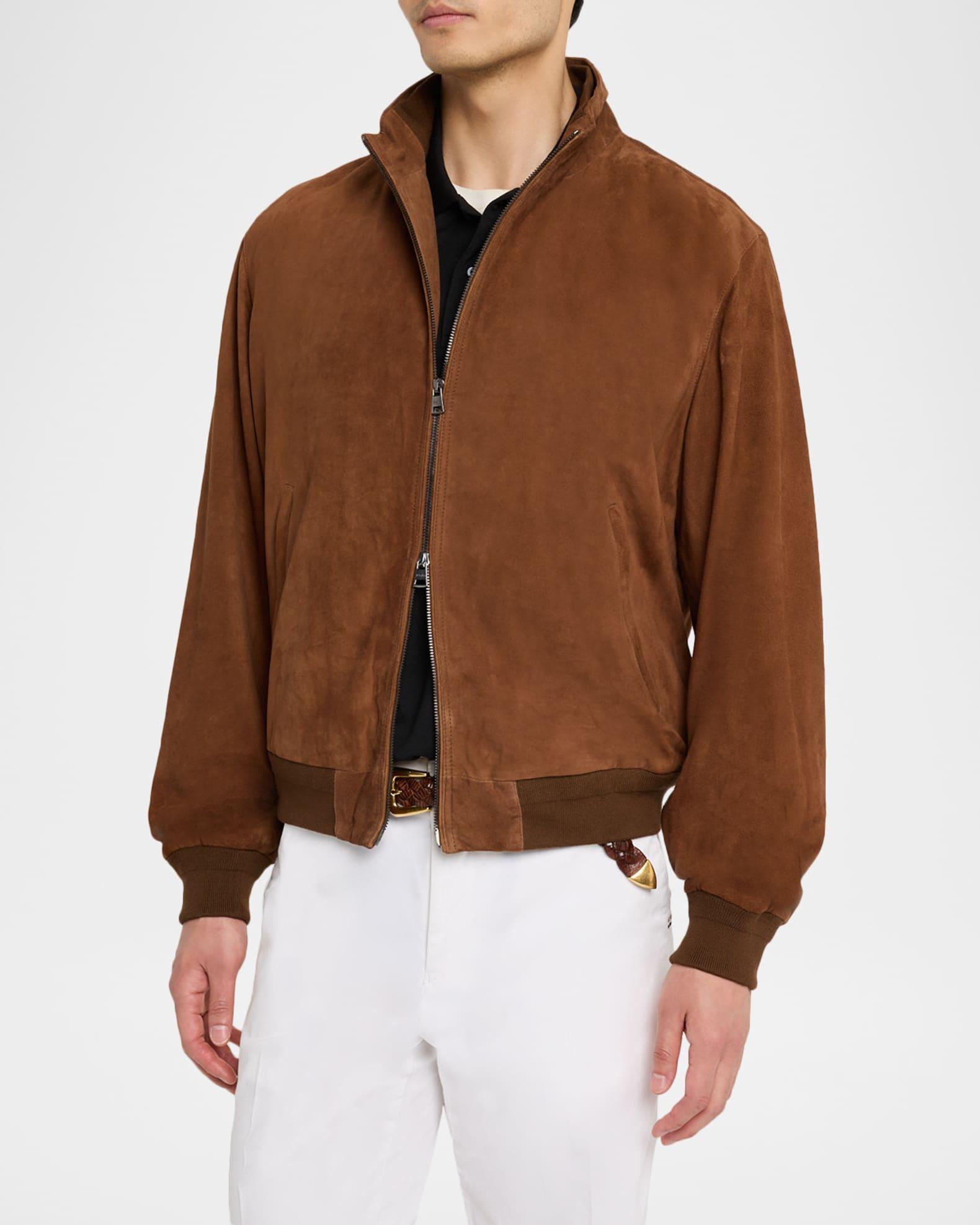 Men's Suede Bomber Jacket Product Image
