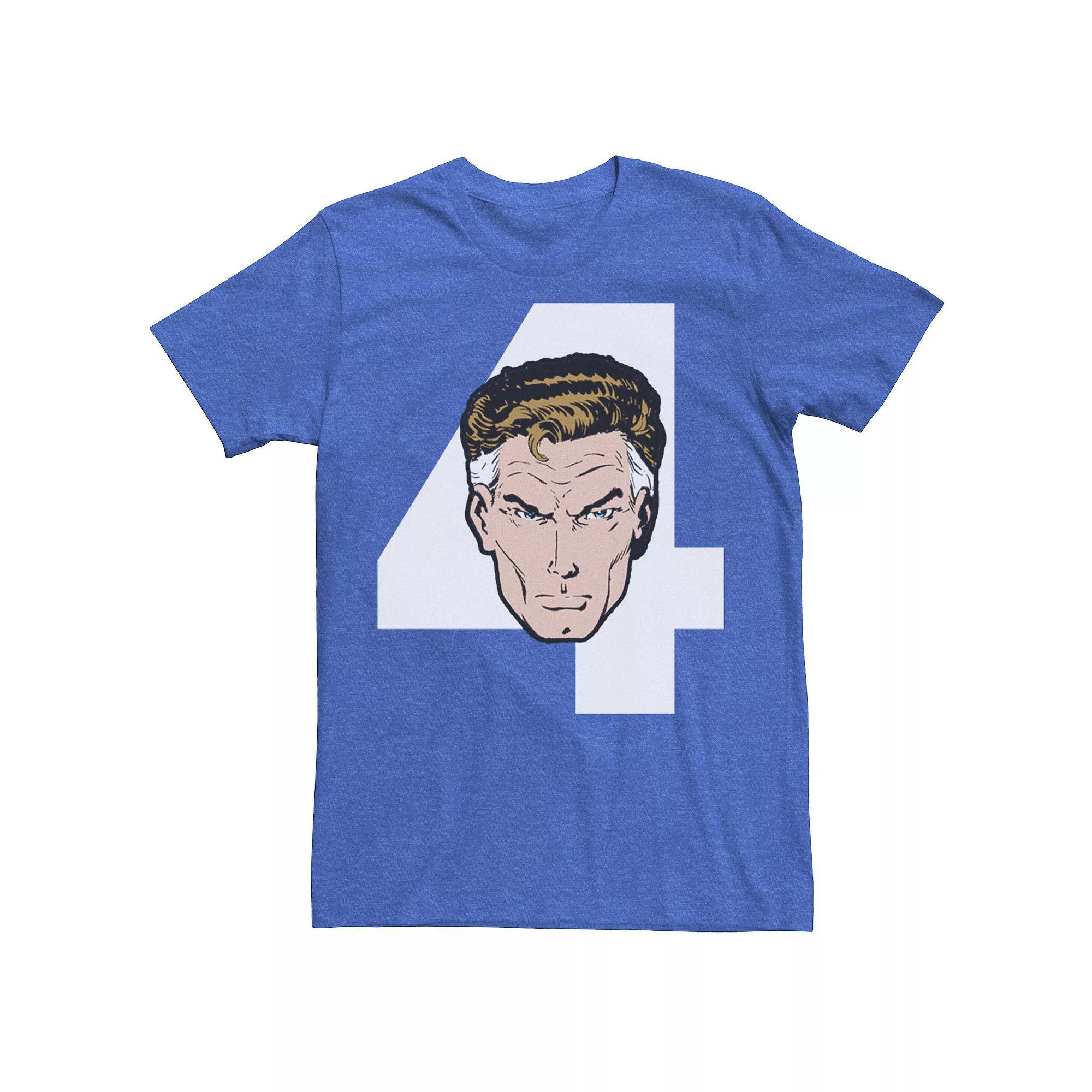 Men's Marvel Fantastic Four Mr. Fantastic Numeral Portrait Tee, Size: Small, Royal Grey Product Image
