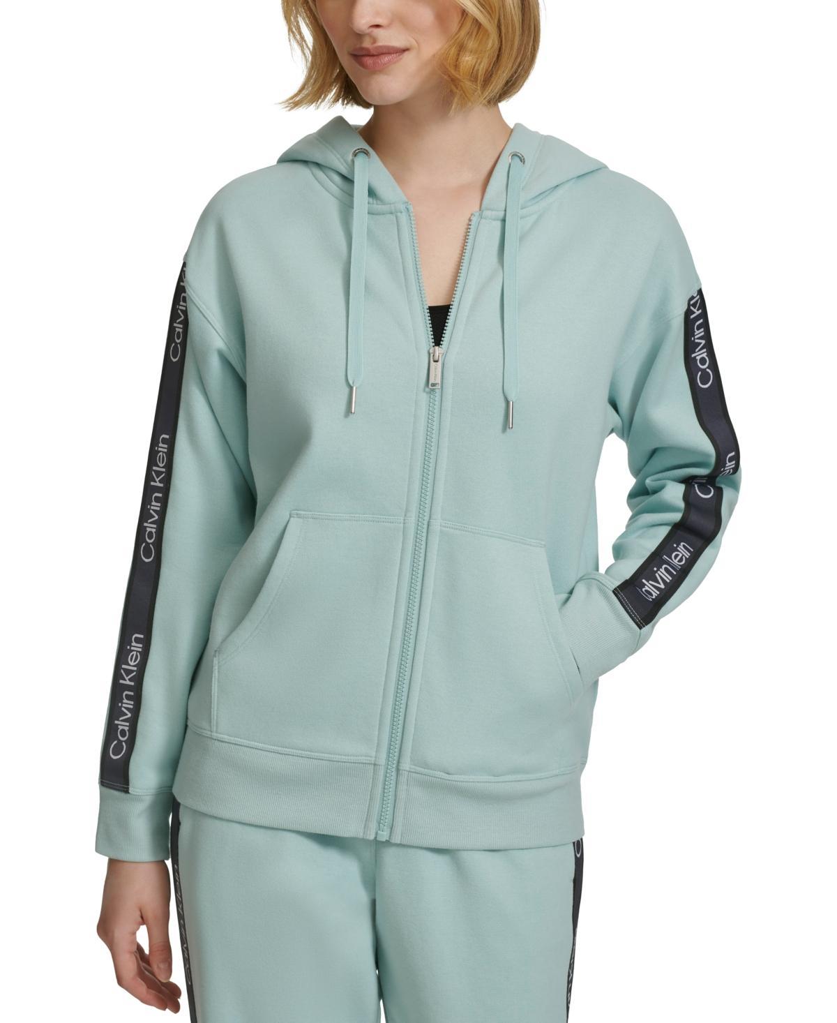 Calvin Klein Performance Womens Fleece Logo Stripe Full Zip Hoodie Product Image