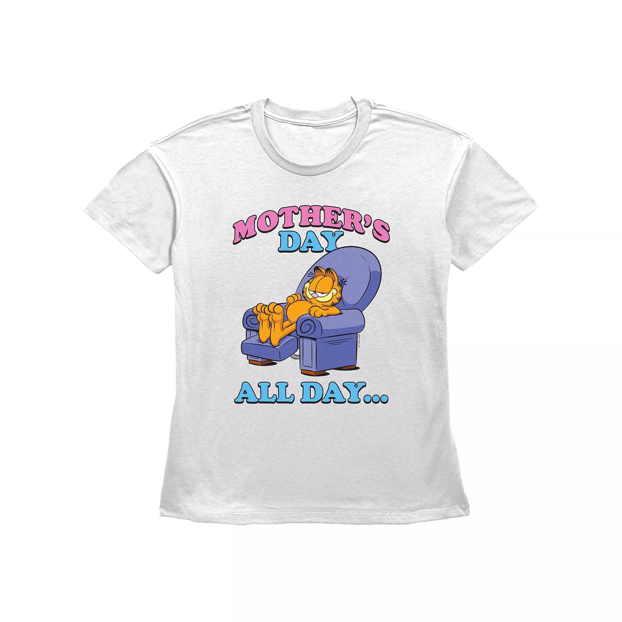 Women's Garfield Moether's Day All Day Basic Fit Graphic Tee, Size: XS, White Product Image