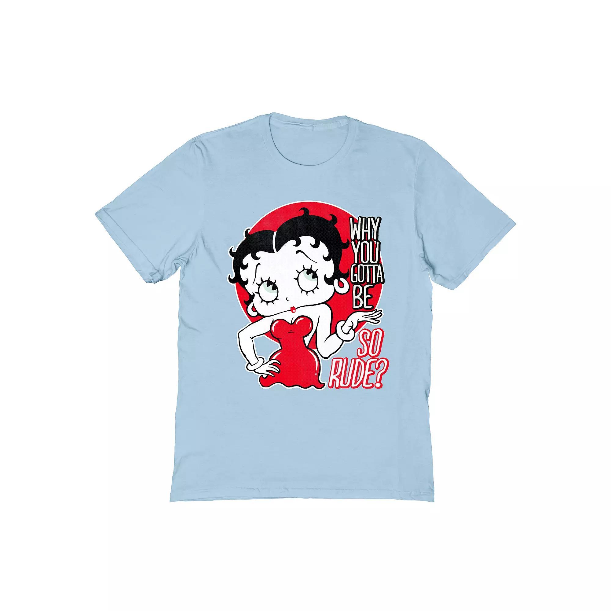Men's Betty Boop T-Shirt, Size: XL, Light Blue Product Image