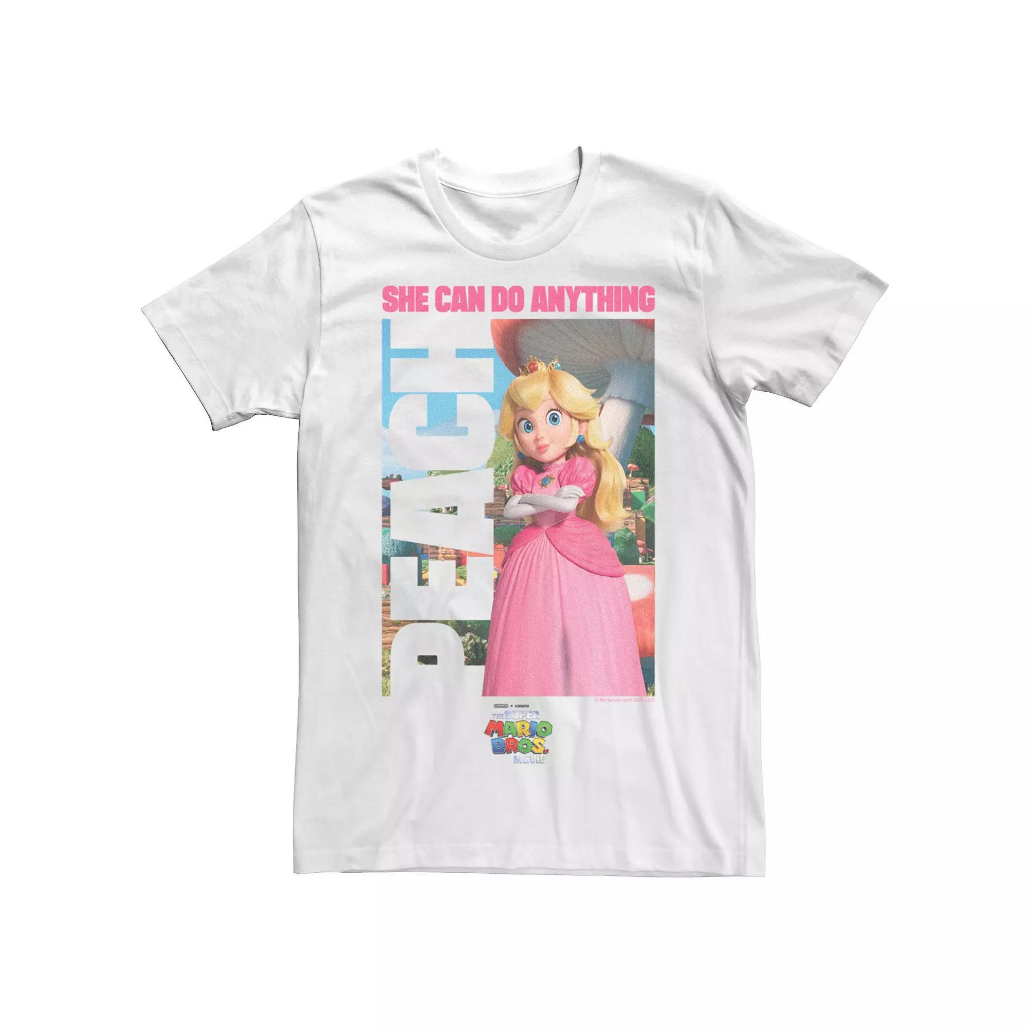 Big & Tall The Super Mario Bros. Movie Peach She Can Do Anything Graphic Tee, Men's, Size: XL Tall, White Product Image