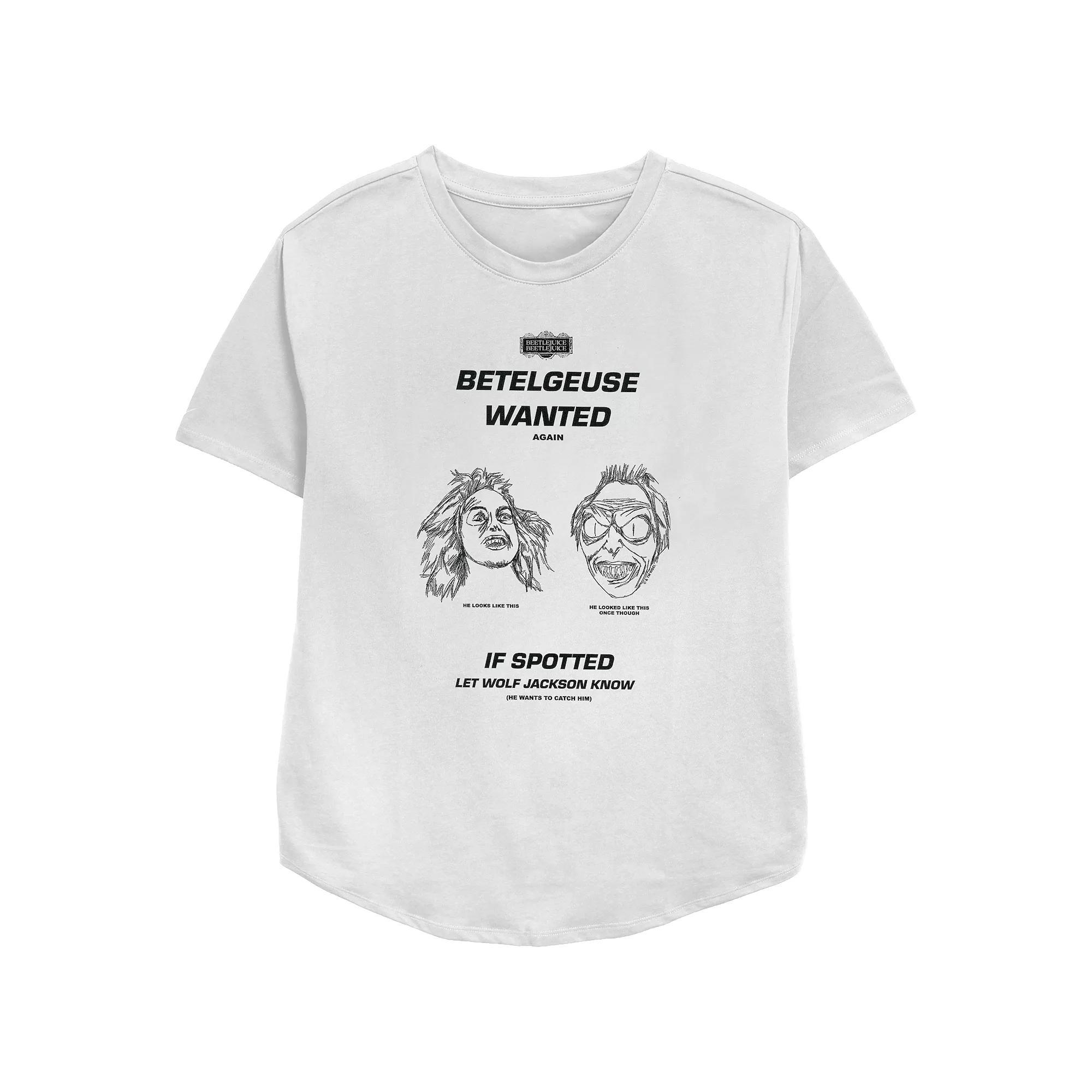 Women's Beetlejuice 2 Betelgeuse Wanted Relaxed Fit Graphic Tee, Size: XL, White Product Image