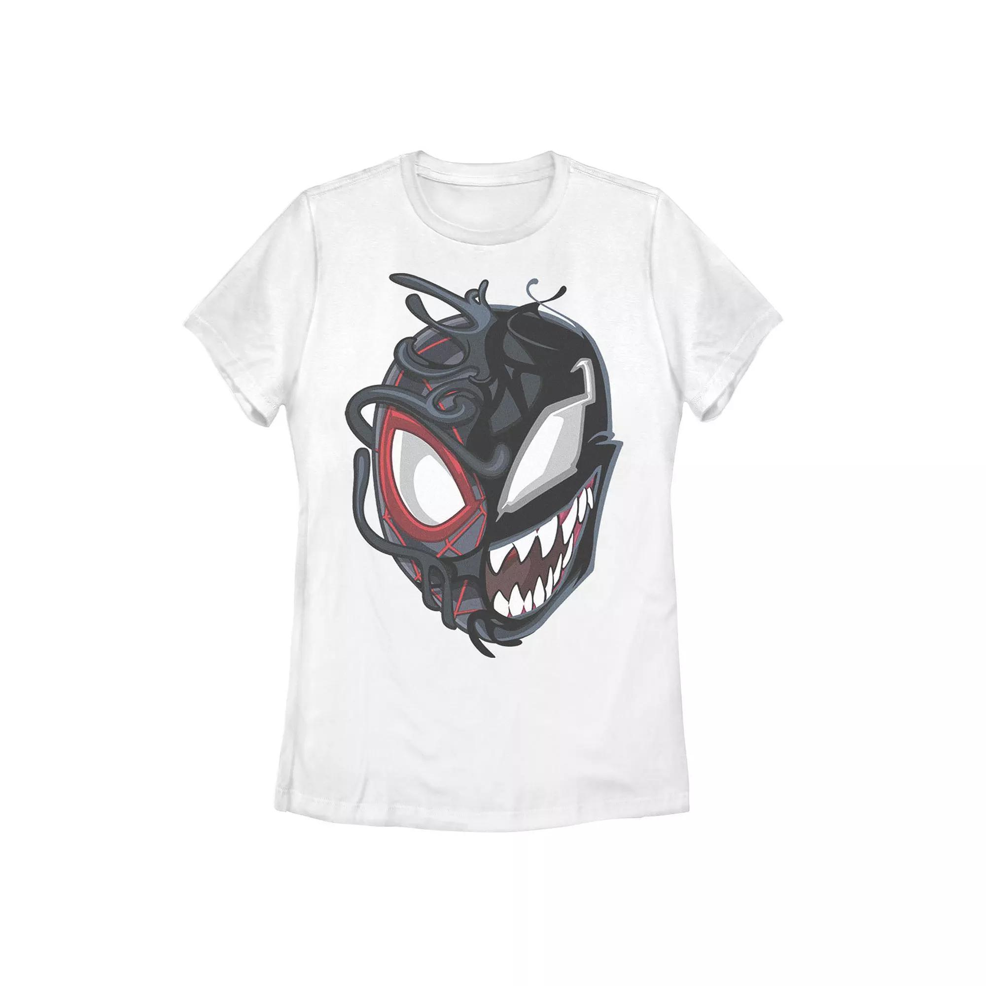 Juniors' Marvel Spider-Man Venom Miles Split Face Tee, Girl's, Size: Medium, White Product Image