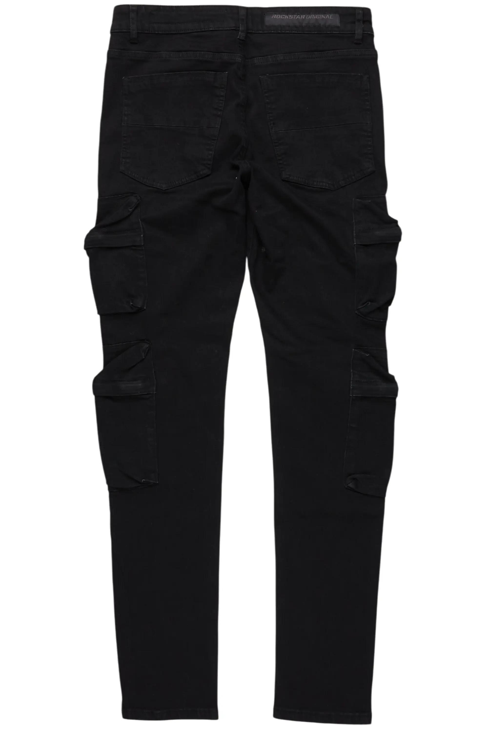 Rodion Jet Black Slim Fit Cargo Jean Male Product Image