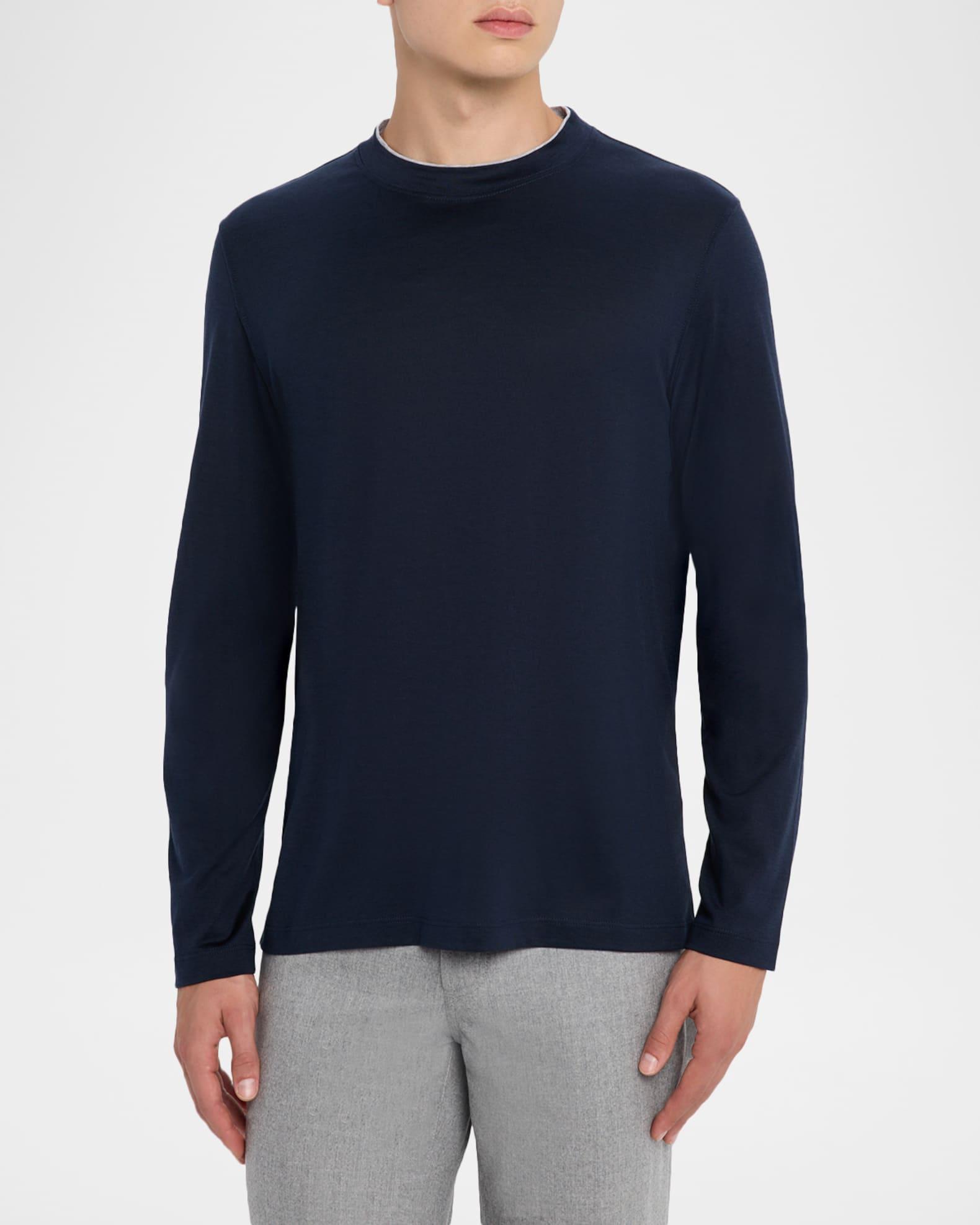 Men's Silk and Cotton Long-Sleeve T-Shirt Product Image