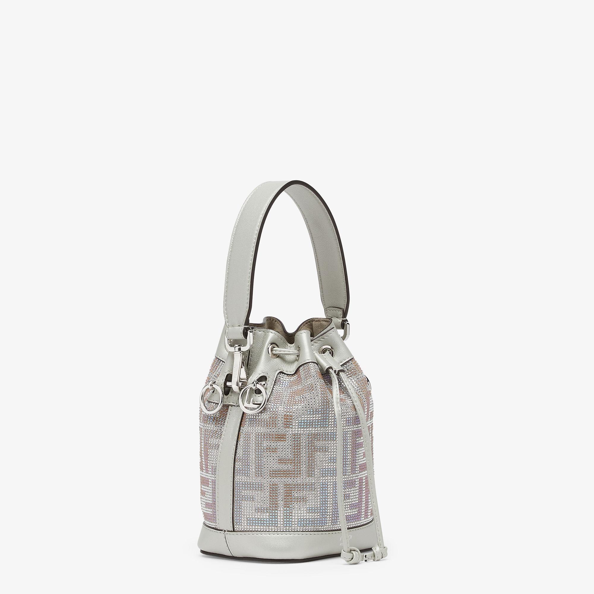 Mon TresorSuede mini bag with FF in iridescent crystals and studs Product Image