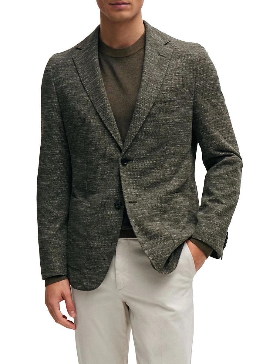 Mens Regular-Fit Jacket in Micro-Patterned Stretch Jersey Product Image