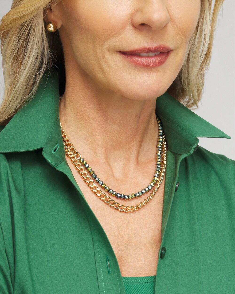 Convertible Multistrand Collar Necklace   Chico's - Green - Women Product Image