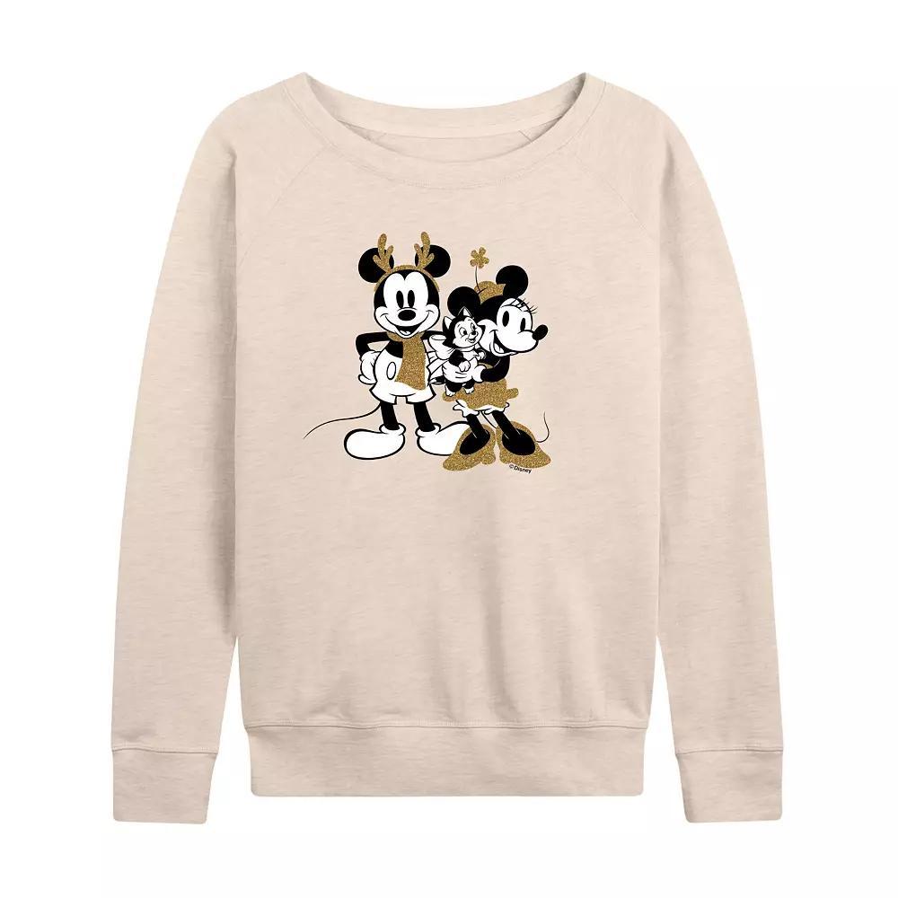 Disney's Mickey and Minnie Mouse Women's Sparkle French Terry Long Sleeve Tee,  Product Image
