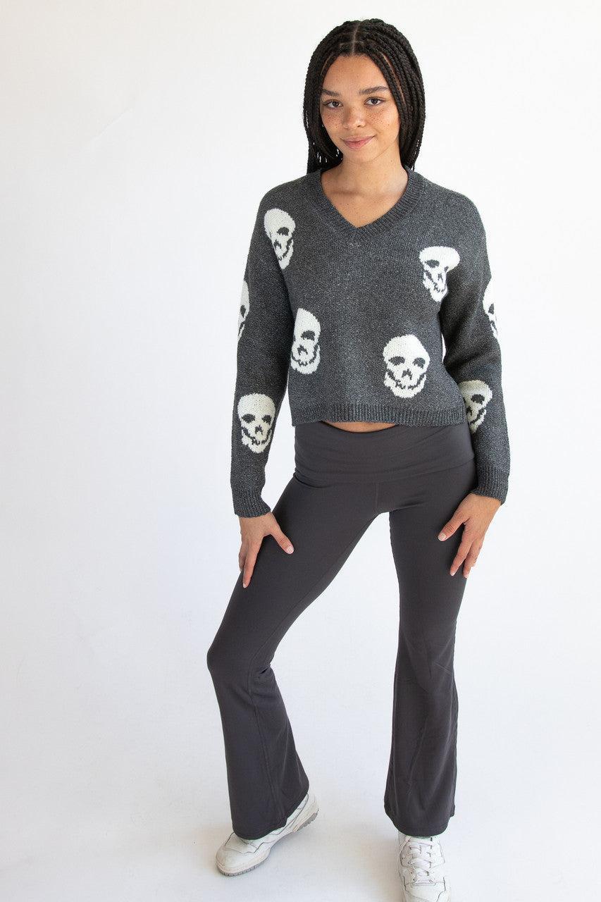 Fold Over Fleece Lined Flare Leggings Product Image