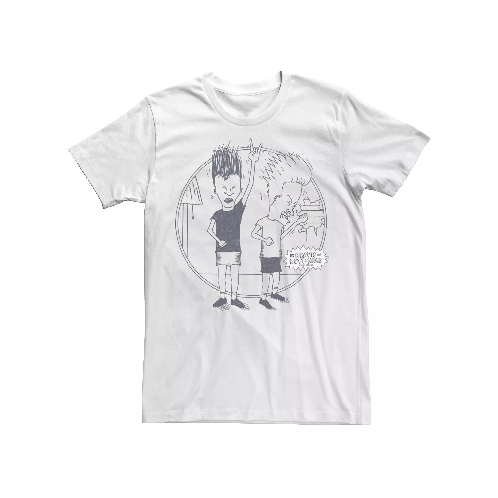 Men's Beavis And Butthead Rock Out Outline Short Sleeve Tee,  Product Image