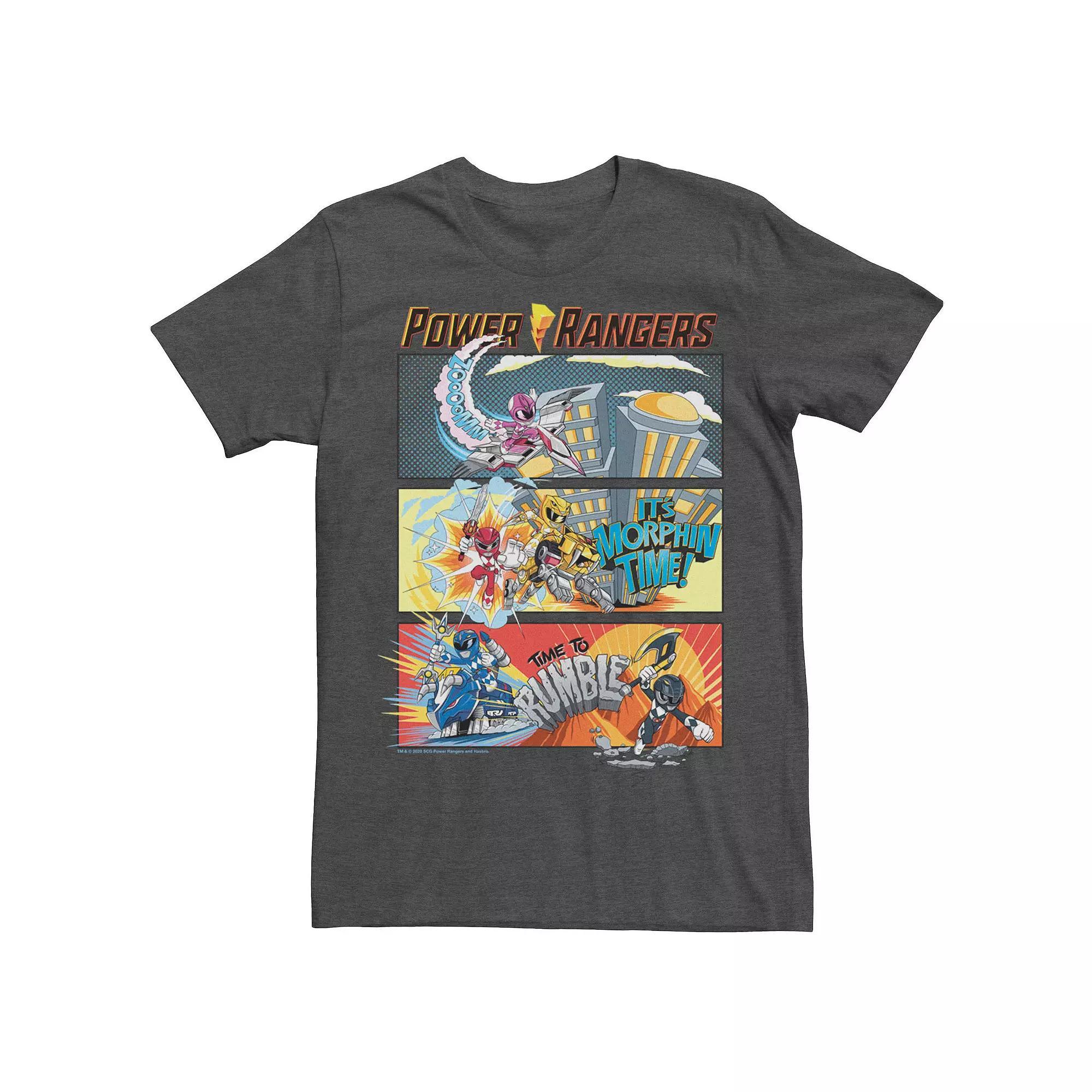 Men's Power Rangers Comic Action Panels Tee, Size: Medium, Grey Heather Product Image