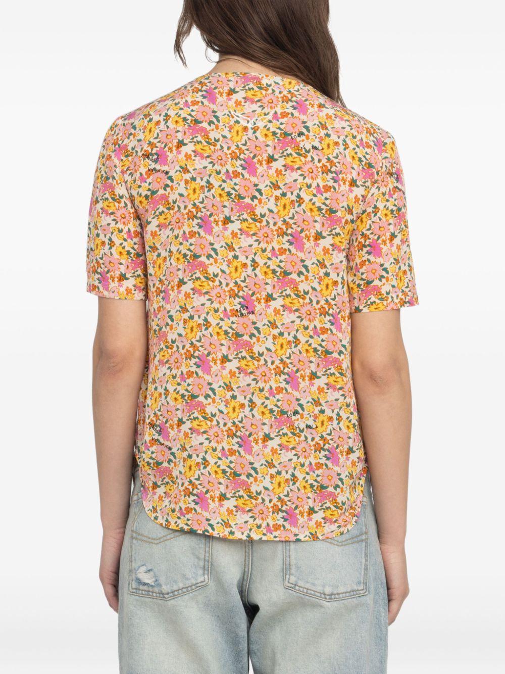 floral-print short-sleeve top Product Image