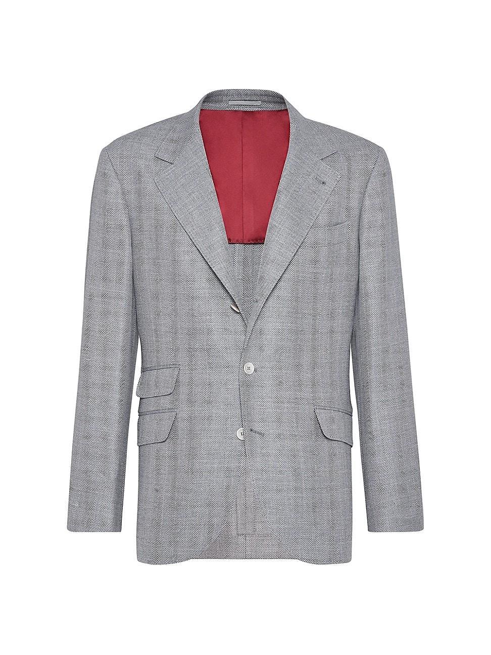 Mens Comfort Wool, Silk and Linen Chevron Deconstructed Cavallo Blazer Product Image