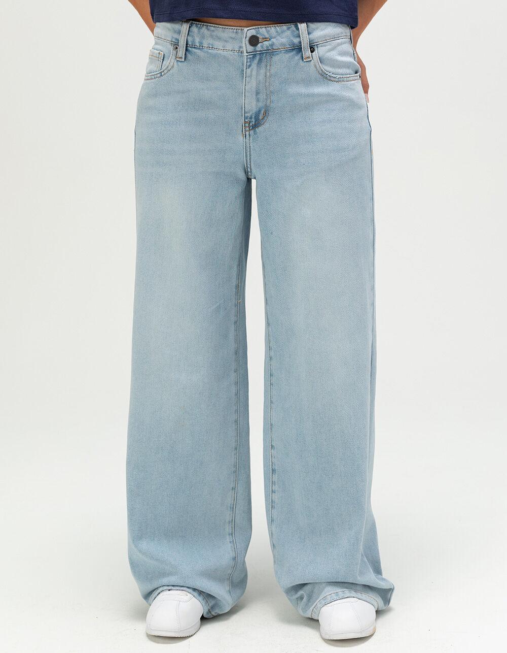 RSQ Womens Mid Rise Wide Leg Jeans - LIGHT WASH Product Image