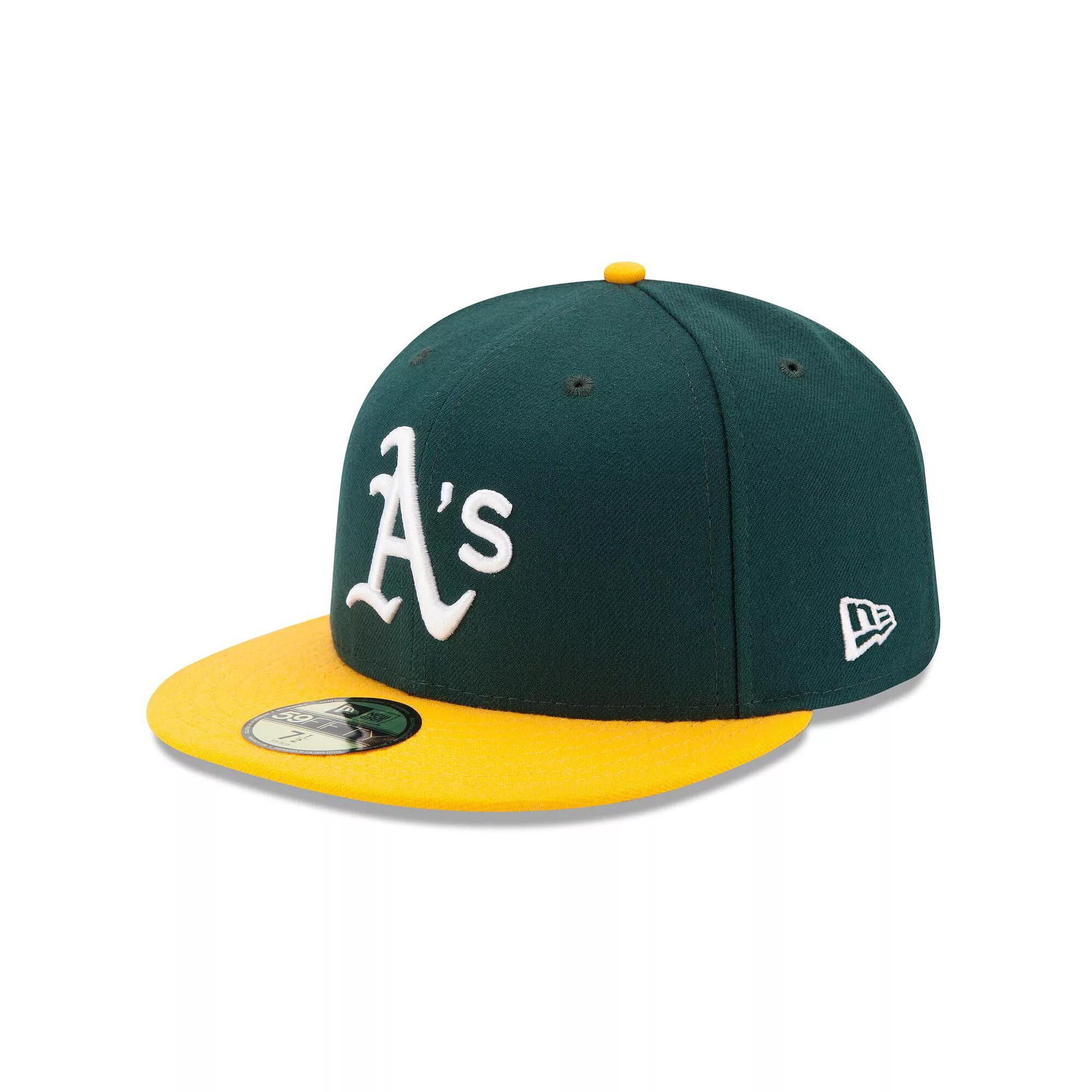 Men's New Era Green/Yellow Oakland Athletics Home Authentic Collection On-Field 59FIFTY Fitted Hat,  Product Image