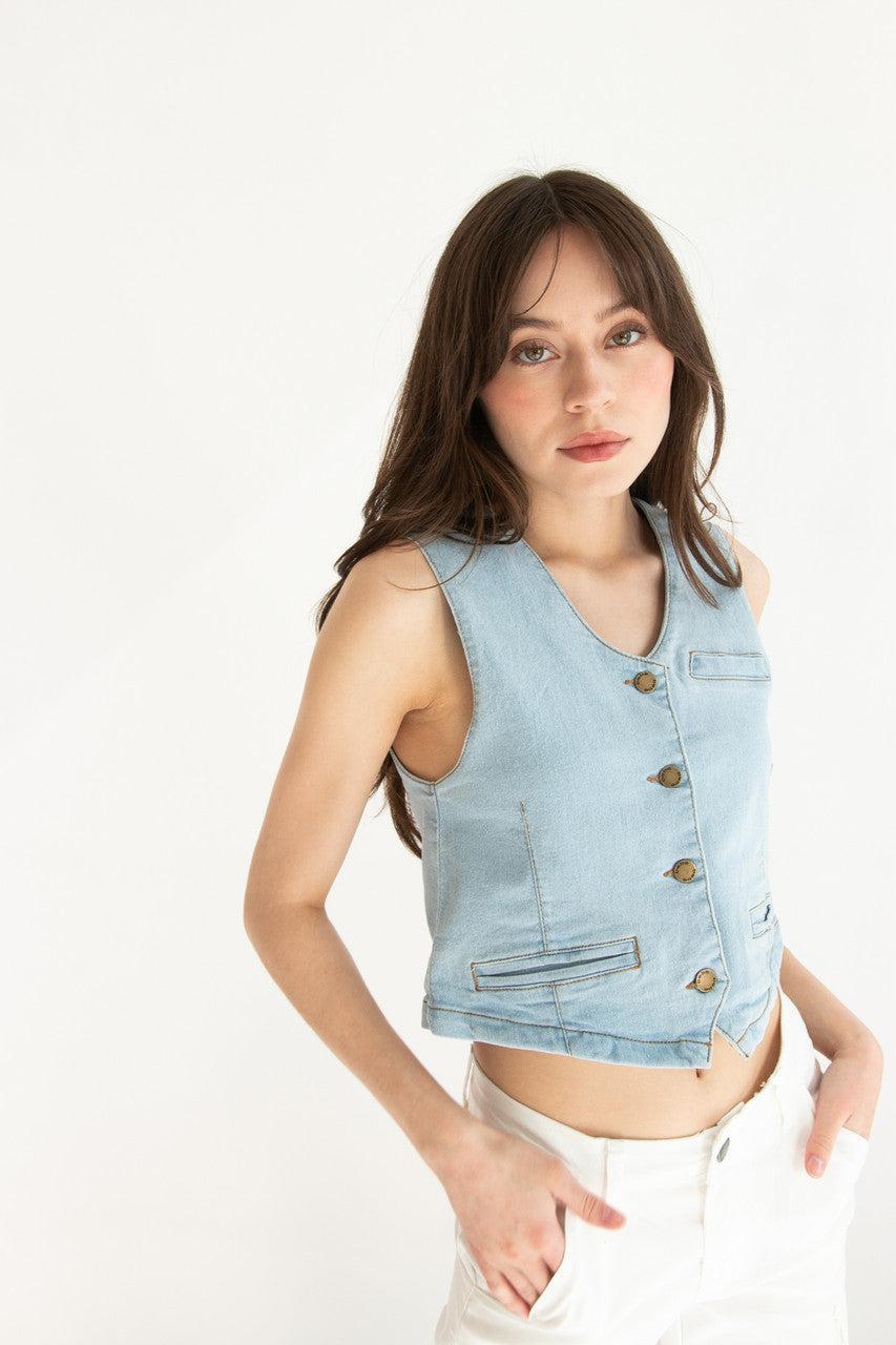 Light Wash Denim Vest Product Image