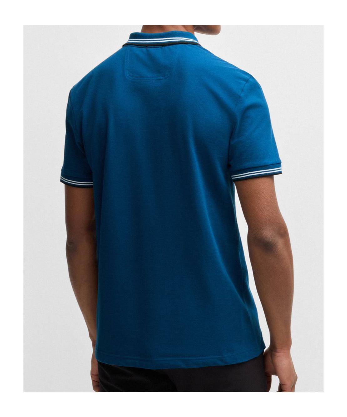 HUGO BOSS Stretch-cotton Slim-fit Polo Shirt With Branding In Light Blue Product Image