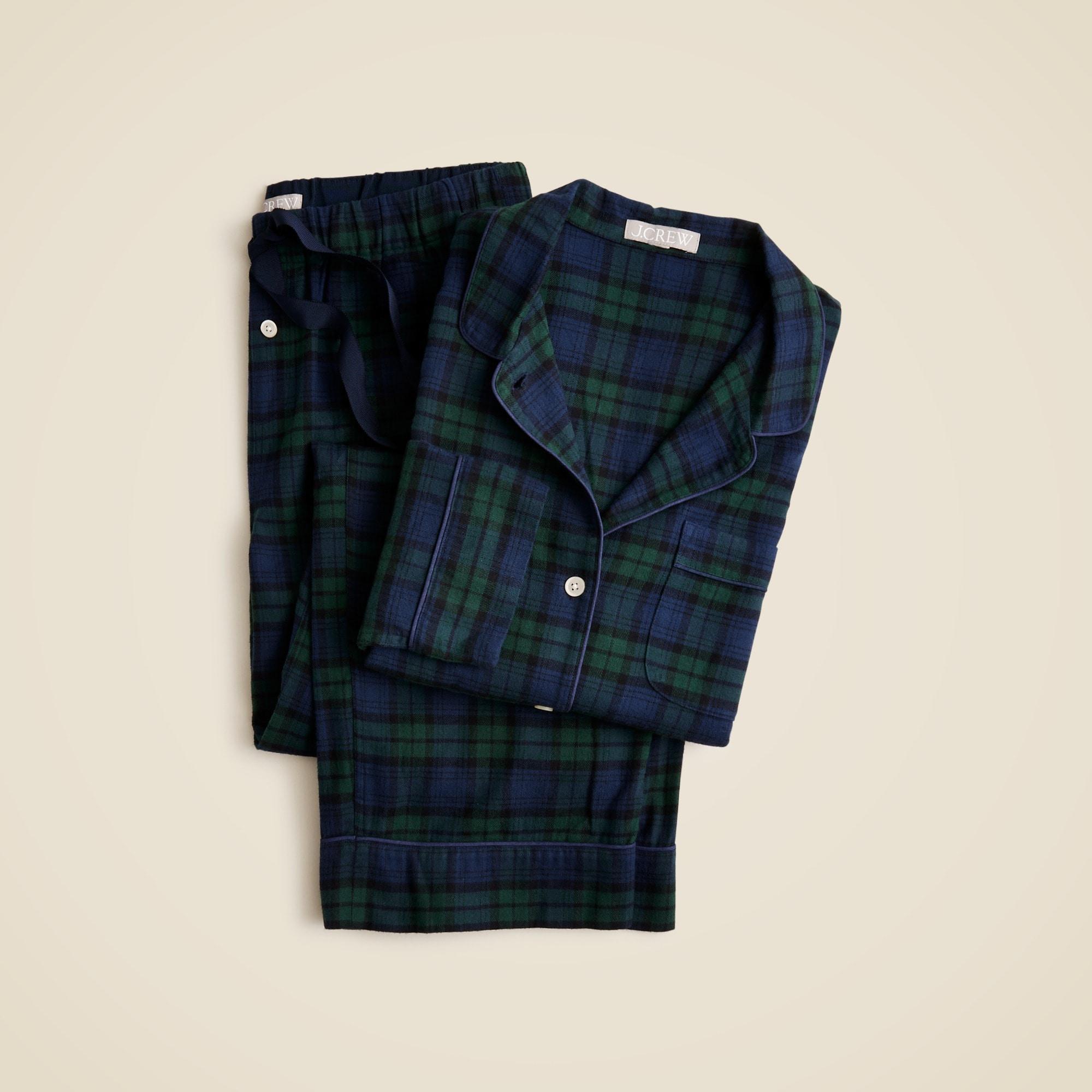 Cotton flannel pajama pant set in Black Watch tartan Product Image