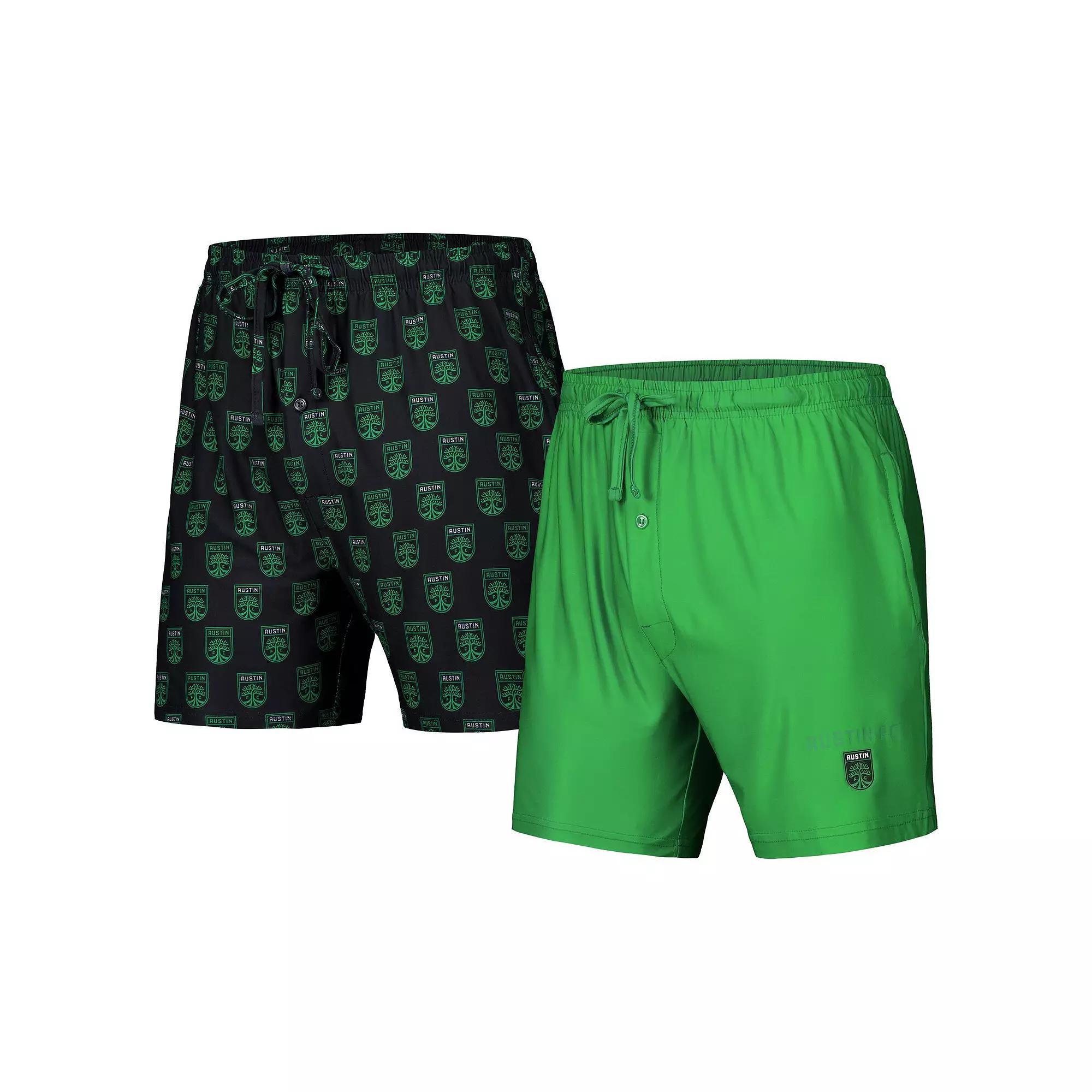 Men's Concepts Sport Black/Kelly Green Austin FC Record 2-Pack Short Set,  Product Image